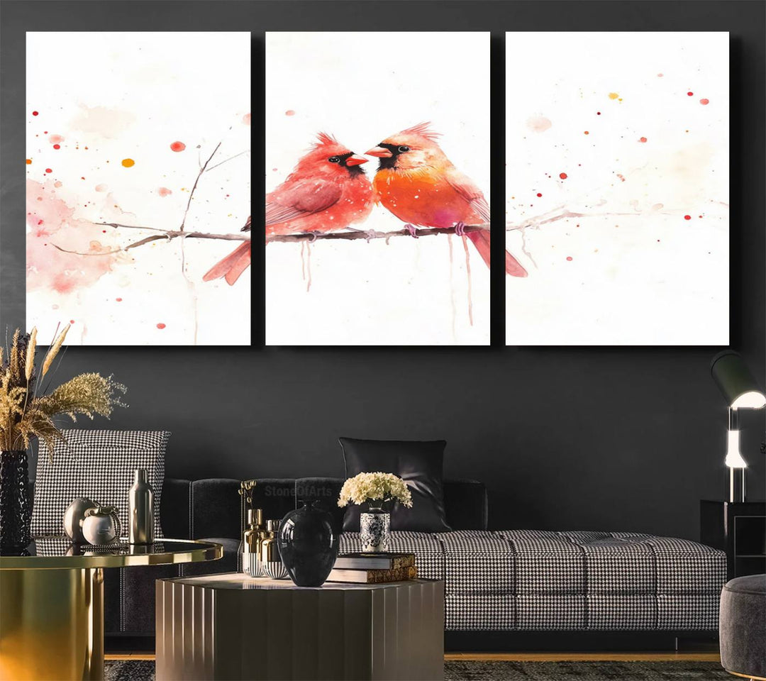 The Cardinal Bird Canvas Wall Art adds vibrant wildlife art to the wall.