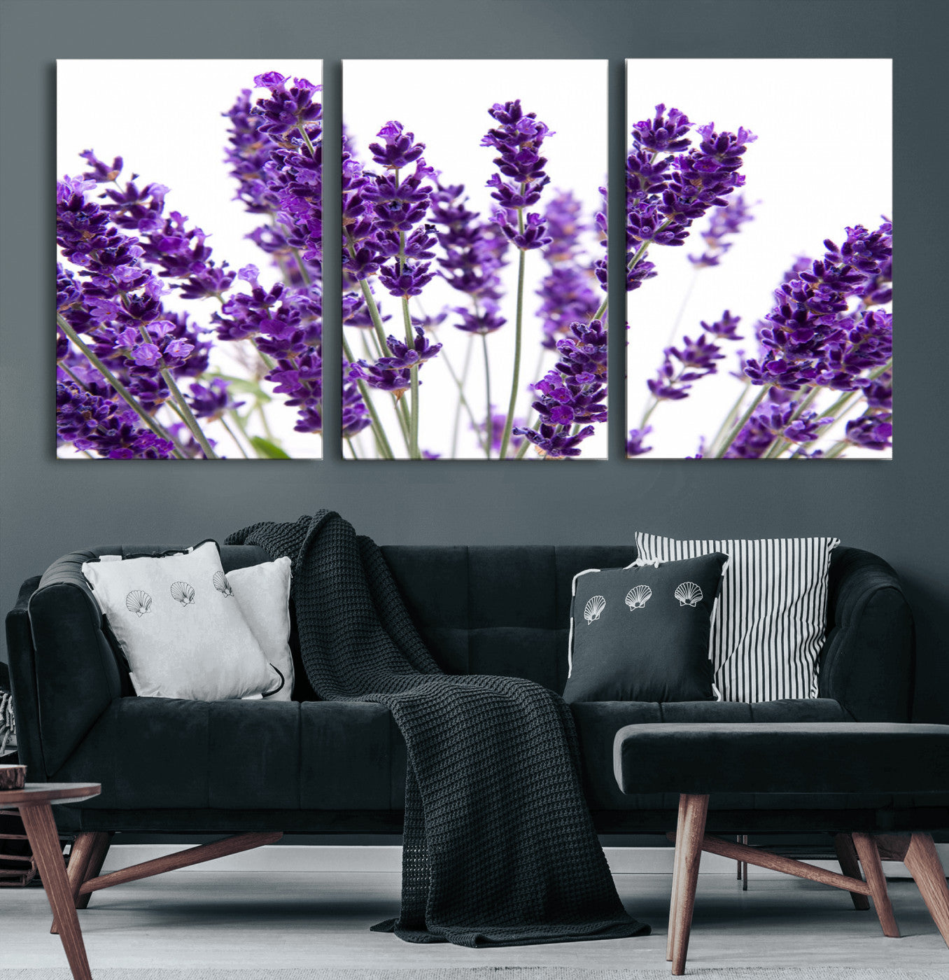 76859-MGV-CV-60X30-3P-Lavender Flower Wall Art Canvas Print