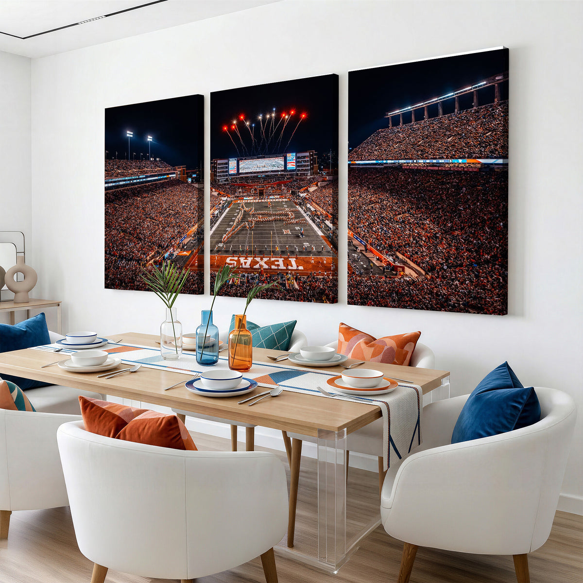58778-MGV-CV-36X24 - Texas Stadium Night Game Wall Art Canvas Print, Vibrant Football Fireworks Scene
