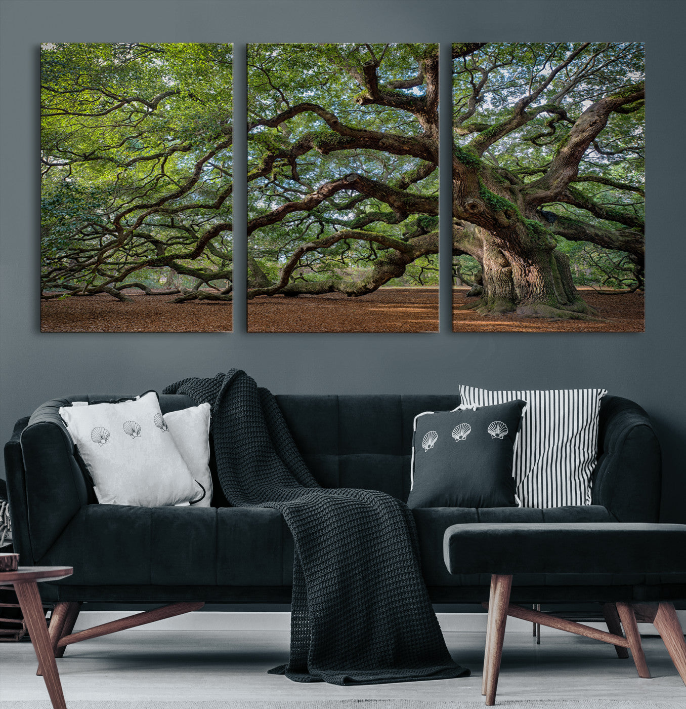 Canvas of the Angel Oak tree with sprawling limbs and mossy bark, ideal for earthy natural or rustic southern-inspired decor.