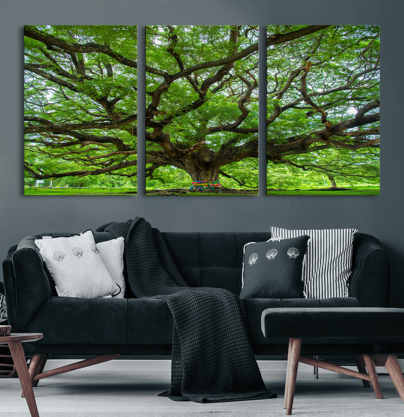 16118389-MGV-CV-60X30-3P-Oak Tree Wall Art Print, Forest Canvas Wall Art for Home and Office, Framed Angel Oak Tree Canvas