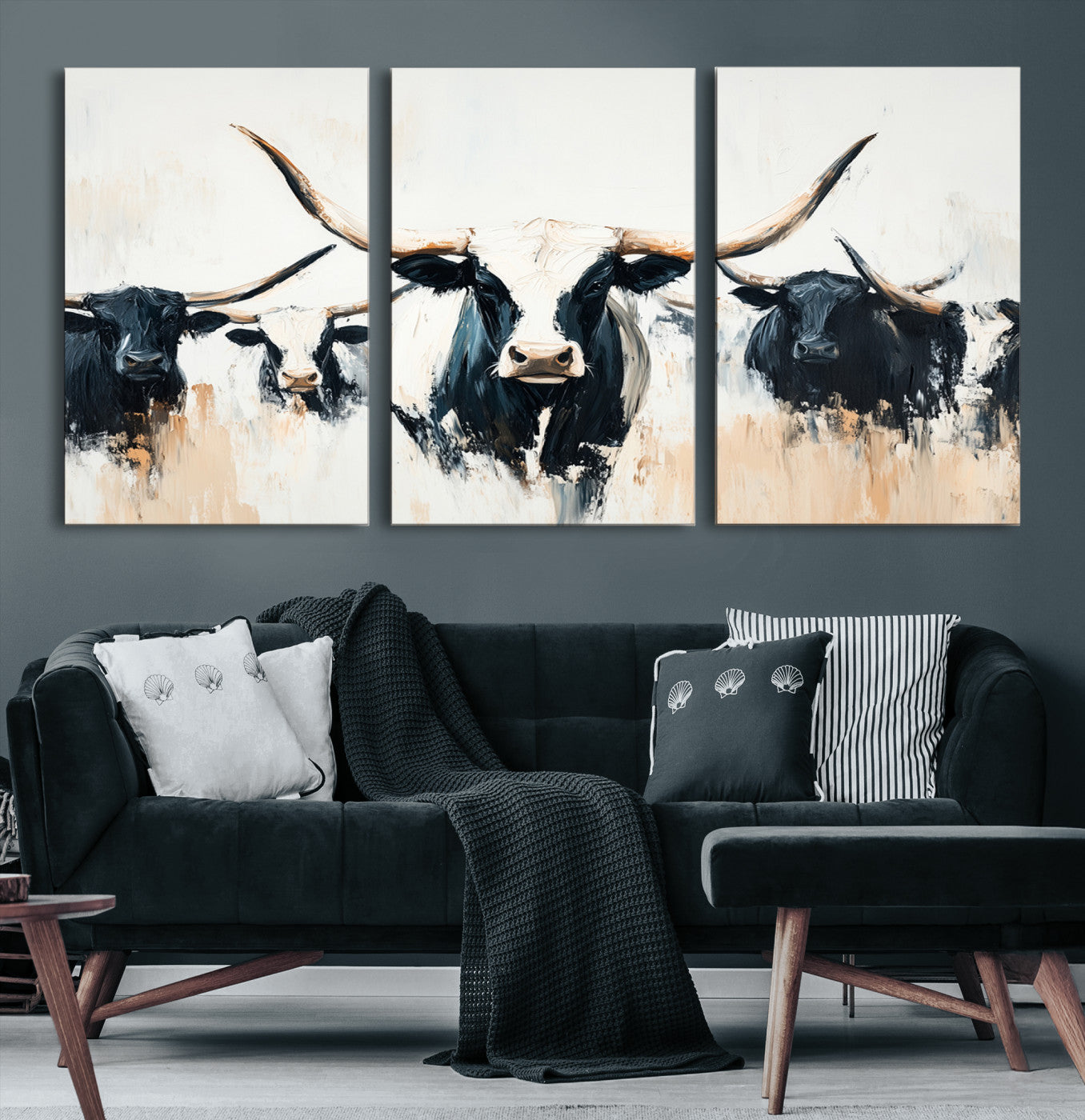 94780606-MGV-CV-36X24-Texas Longhorn Wall Art Canvas Print – Majestic Horned Bull Western Cattle Rustic Ranch Artwork for Home Office