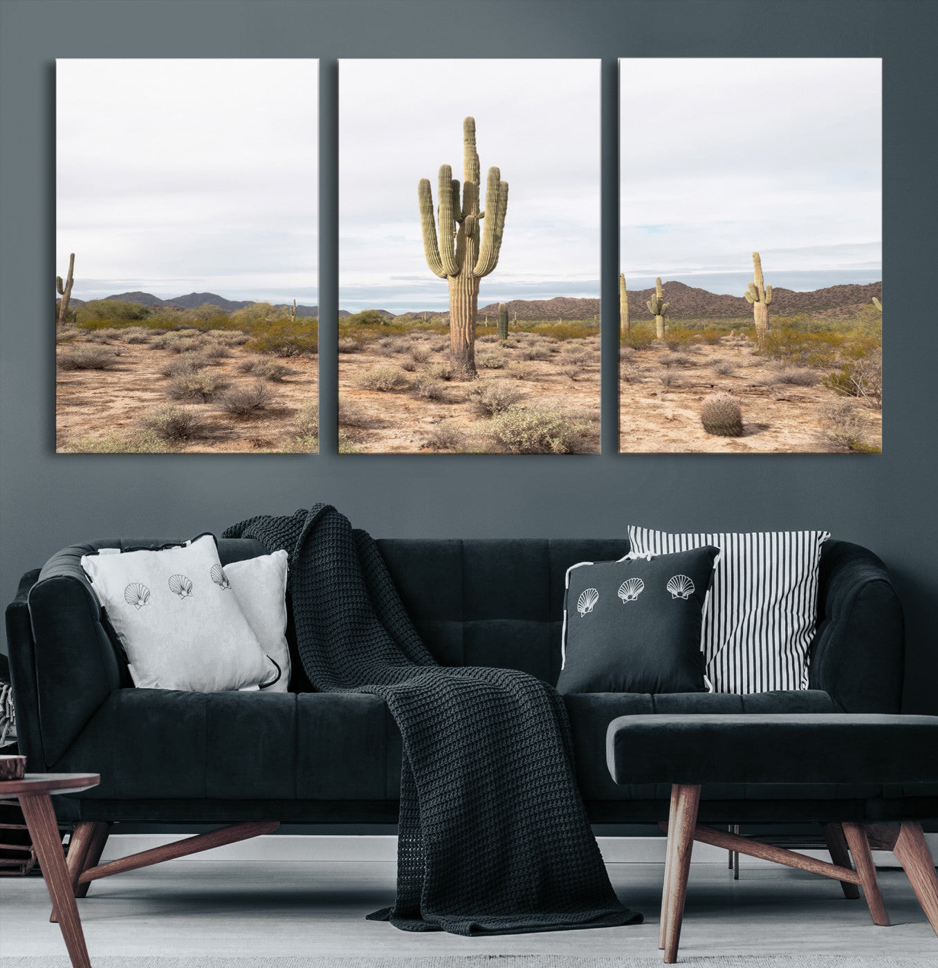 96147924-MGV-CV-36X24-Saguaro Cactus Wall Art Canvas Print – Framed Desert Landscape Minimalist Boho Nature Artwork for Home Office