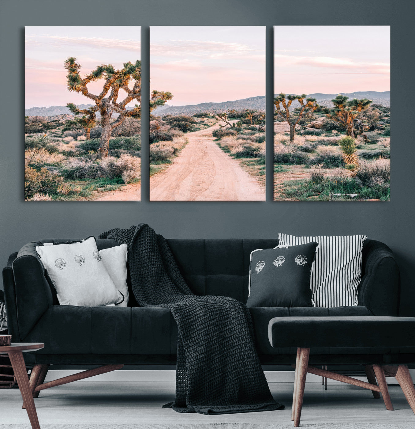 12540952-MGV-CV-36X24-Joshua Tree Wall Art Canvas Print – Framed Desert Road Scene with Sunset Artwork for Home, Office, Living Room
