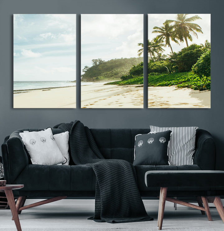 Relaxing Beach Wall Art Canvas Print, Framed Ocean View Art Picture Print, Coastal Serenity Perfect Tropical Coastal Decor Artwork