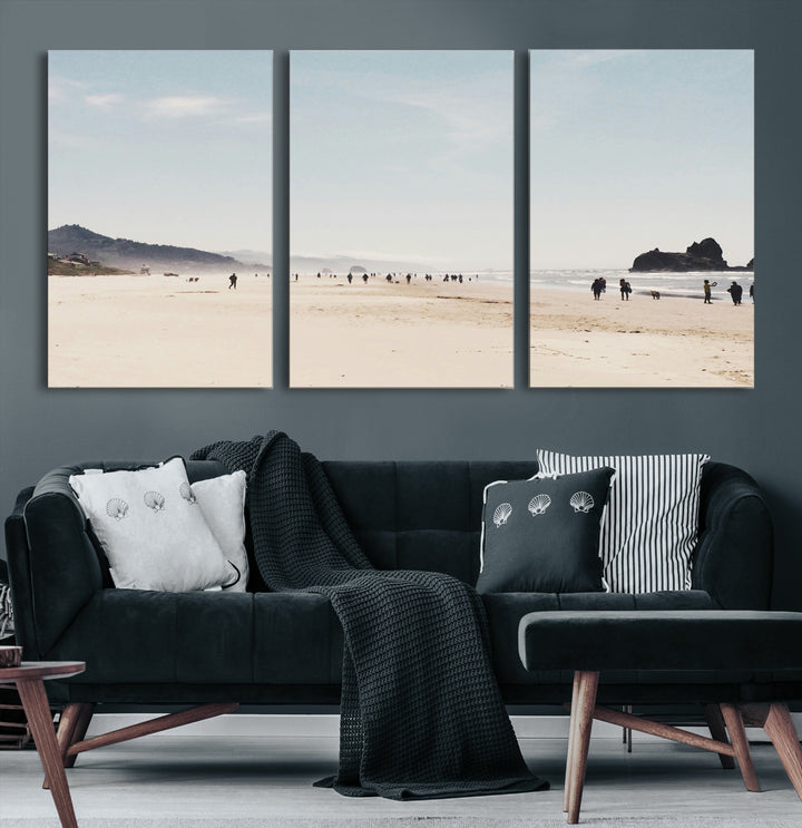 Minimalist Beach Wall Art Canvas Print, Framed Coastal Serenity Art Picture Print, Soft Sand Perfect Coastal Decor Artwork