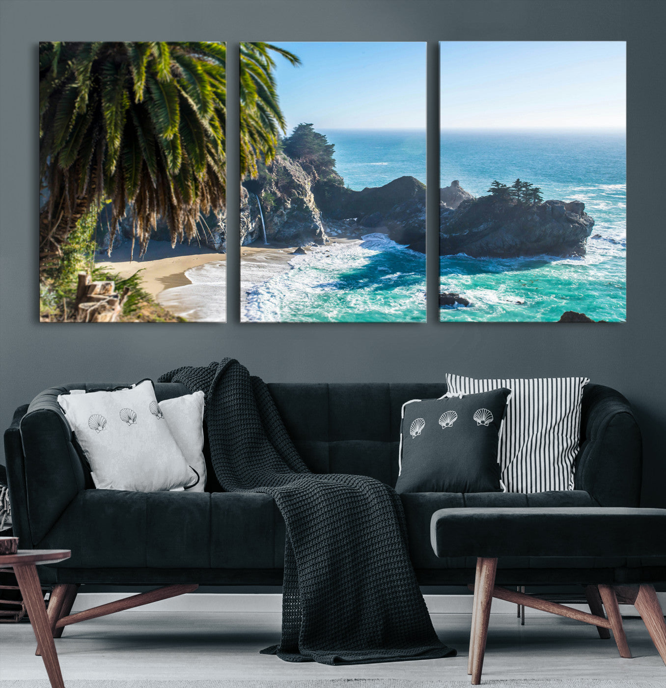 49714835-MGV-CV-36X24-Big Sur Wall Art Canvas Print – Framed California Coastline Tropical Ocean Photography Scenic Artwork for Home Office