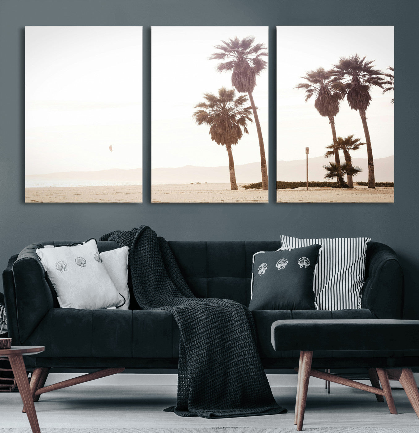 48255923-MGV-CV-60X30-3P-Coastal Light Wall Art Canvas Print – Relaxing Shoreline Minimalist Ocean Tropical Serenity Artwork for Home, Office