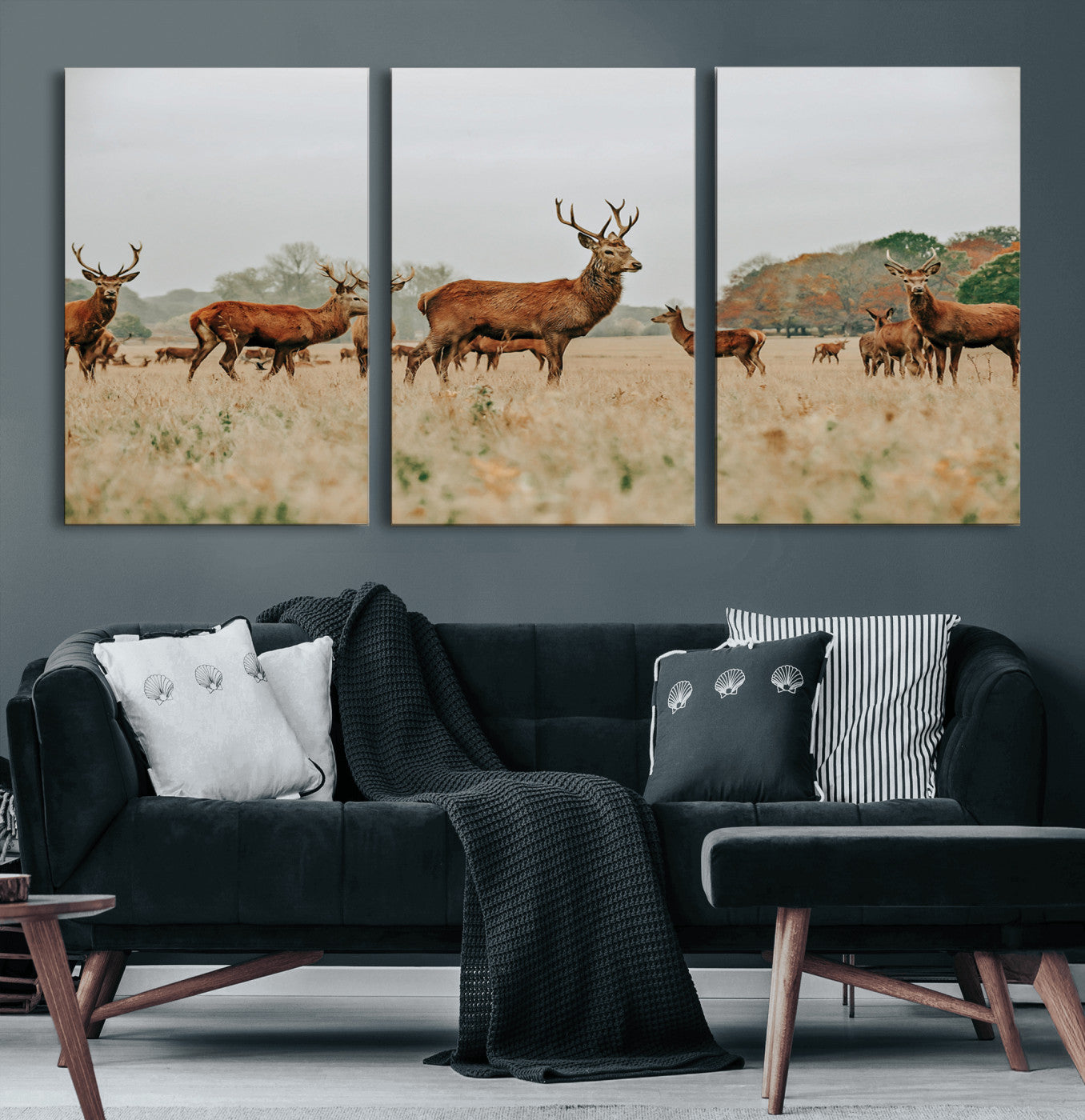 53834371-MGV-CV-36X24-Rustic Deer Wall Art Canvas Print – Autumn Forest Woodland Wildlife Scenic Nature Artwork for Home, Cabin