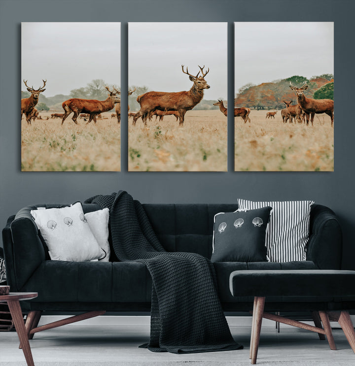 Rustic Deer Print Wall Art Canvas Print