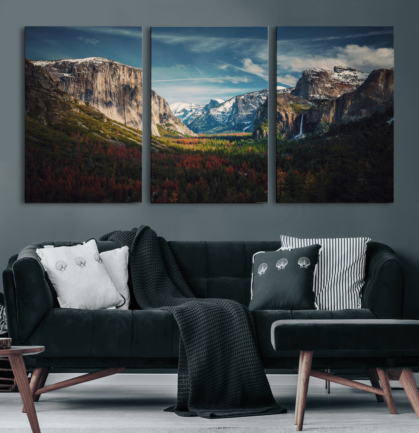 15244033-MGV-CV-36X24 - Yosemite National Park Wall Art – Framed Mountain Landscape El Capitan Canvas Print Scenic Decor for Home, Office Decor