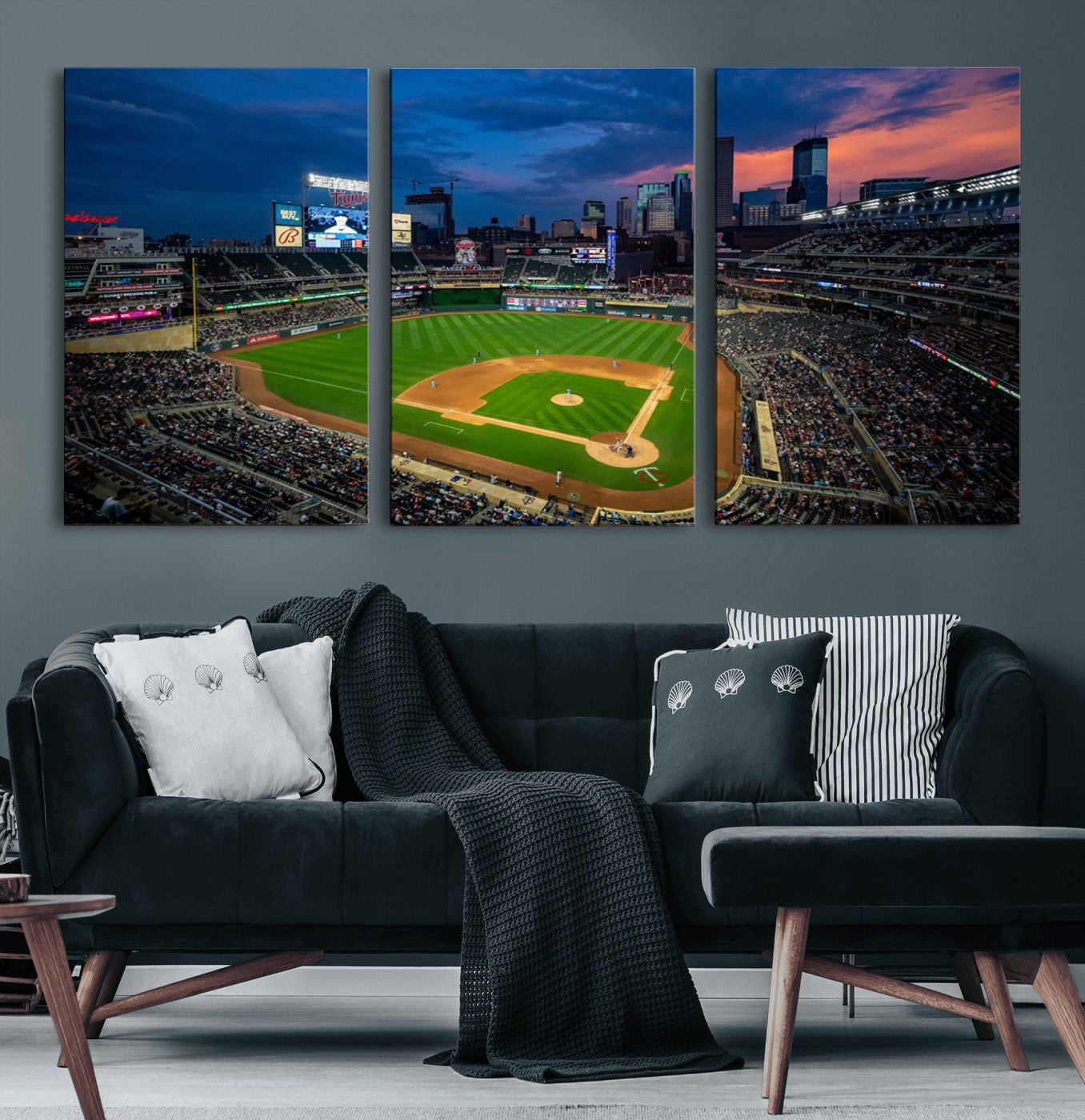 68222753-MGV-CV-60X30-3P-Target Field Wall Art Canvas Print – Baseball Stadium Scene, Minneapolis Major League Baseball Artwork for Home, Office