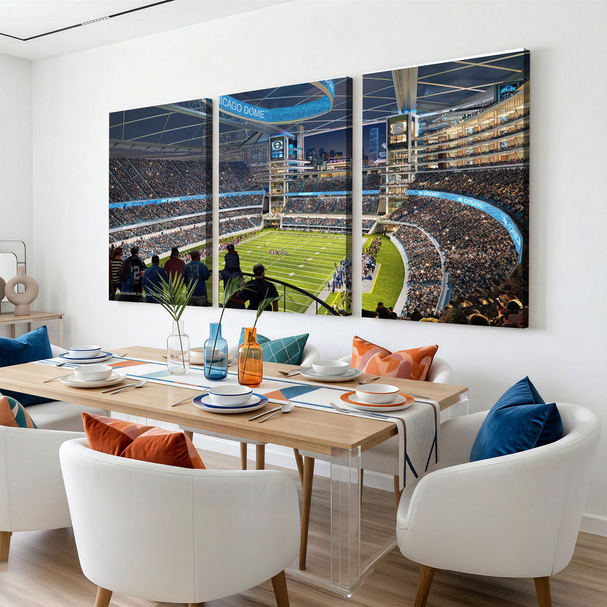 41816511-MGV-CV-36X24 - Chicago Dome Stadium Wall Art Canvas Print, Framed Modern Decor