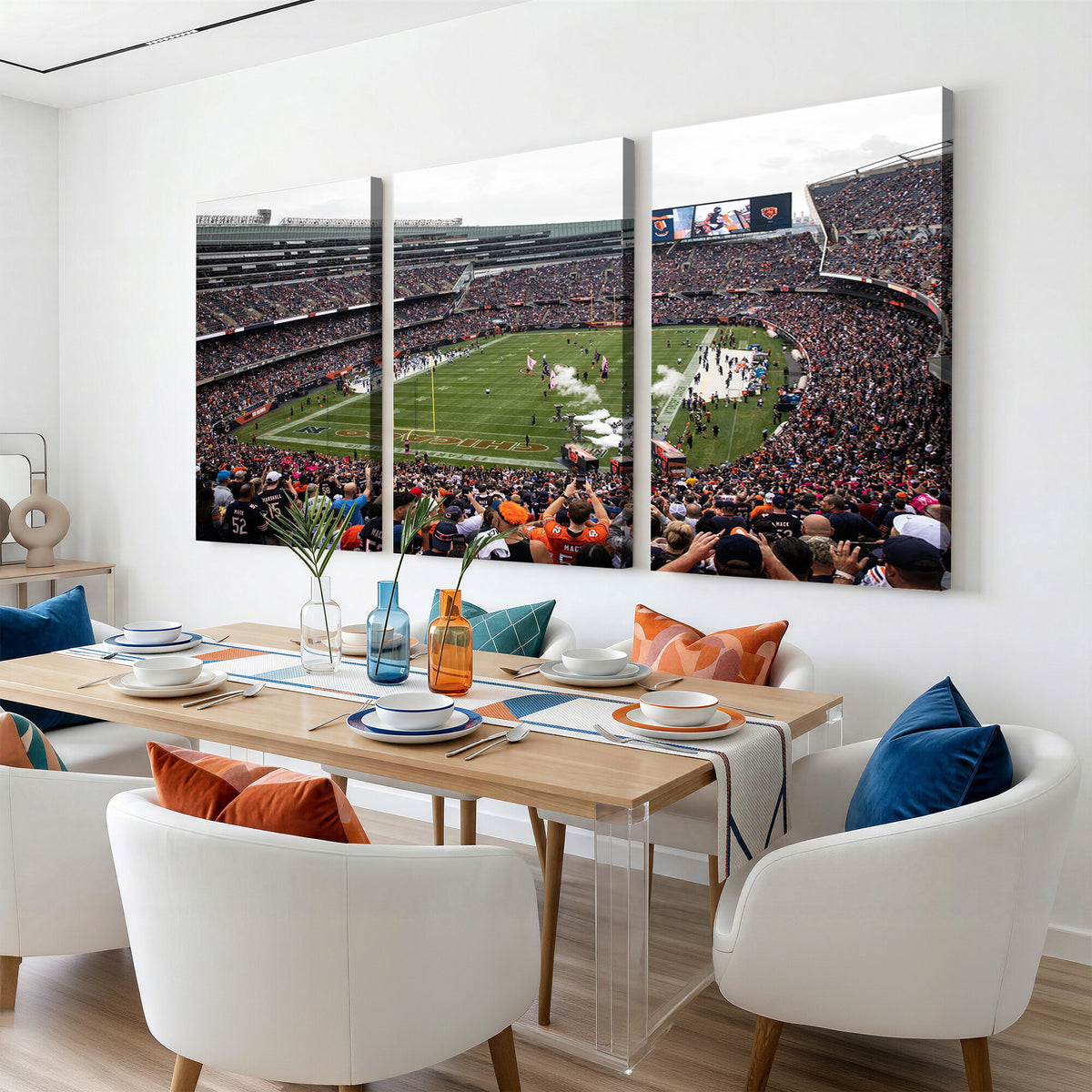 18347149-MGV-CV-36X24 - Chicago Bears Soldier Field Wall Art Canvas Print – Framed Football Stadium Artwork Team Spirit for home, office