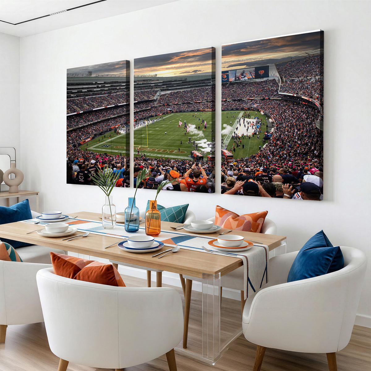 87578930-PAN-FL-20X10 - Chicago Bears Soldiers Field Wall Art Canvas Print, Home Bar Wall Decor