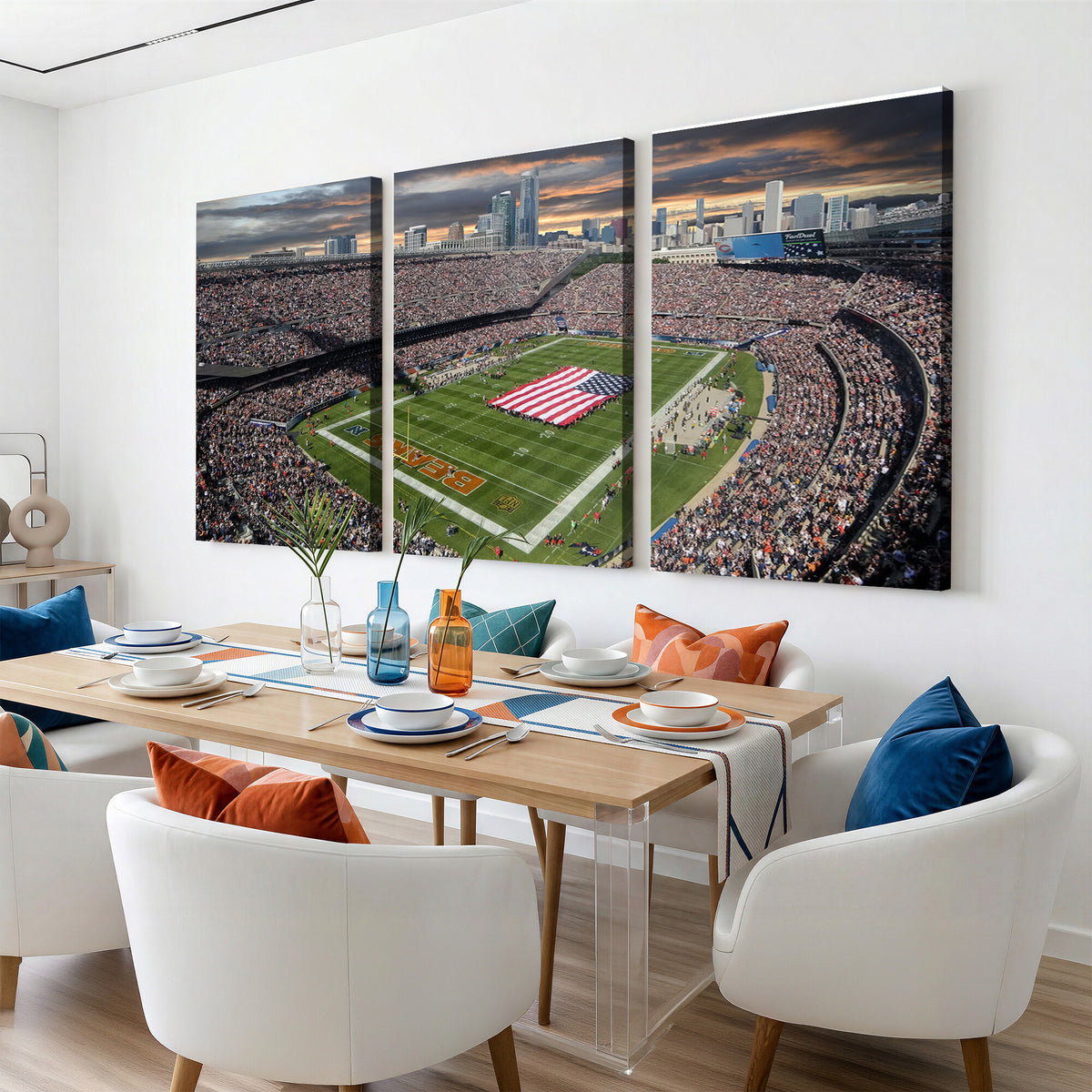 98106777-PAN-FL-20X10 - Chicago Bears Soldiers Field Wall Art Canvas Print, Extra Large Game Room Wall Decor