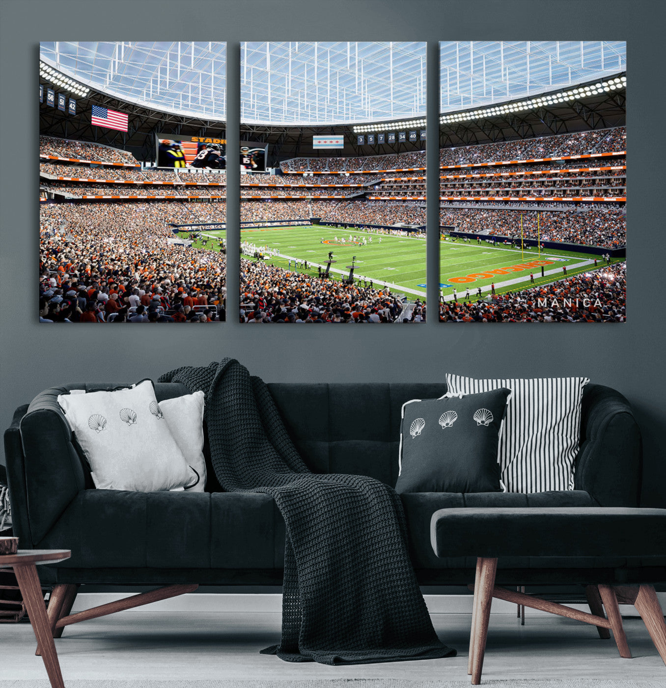 32530647-MGV-CV-36X24-Chicago Bears Soldiers Field Wall Art Canvas Print – Framed Football Stadium Artwork for Home, Office, Living Room