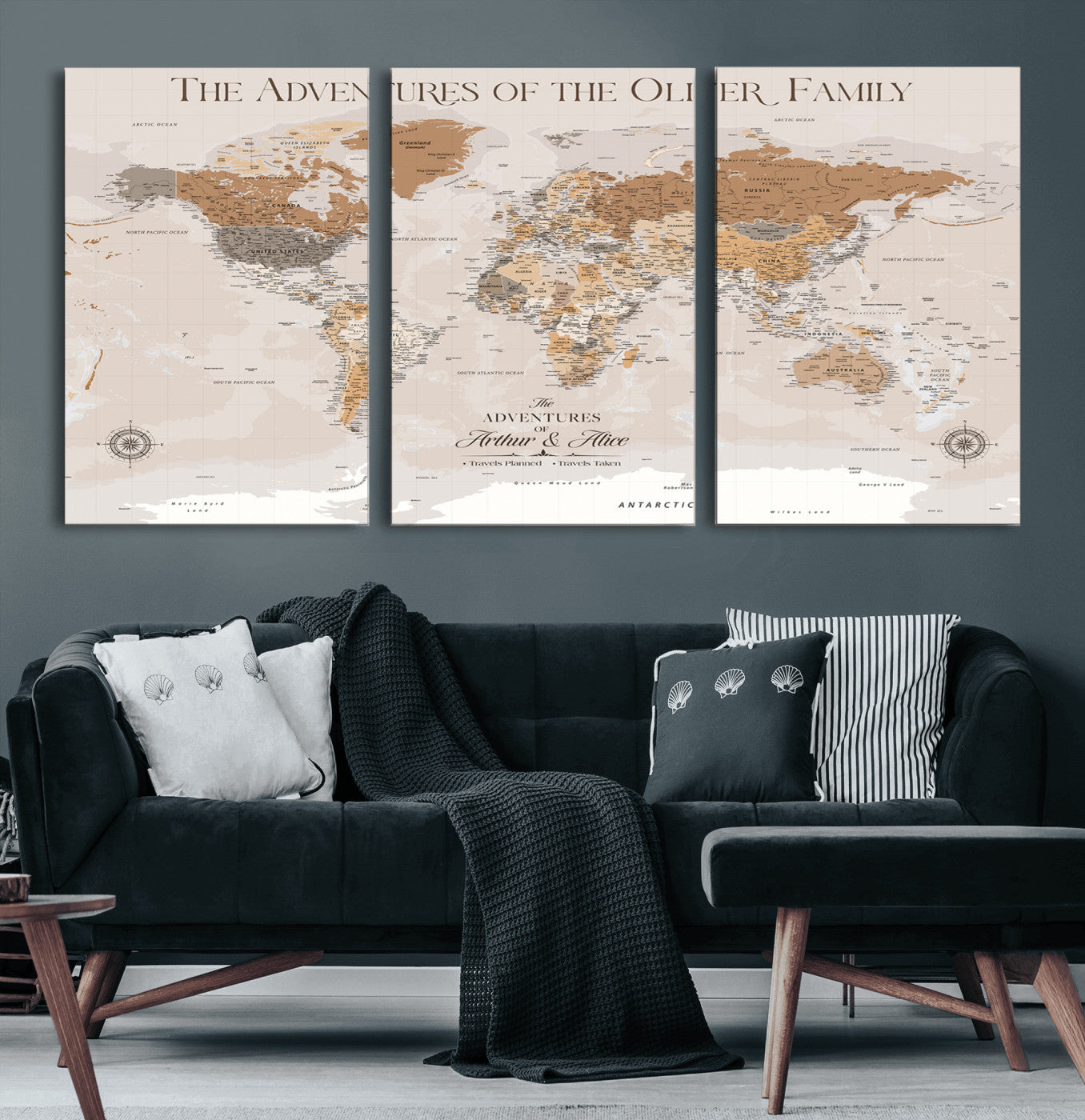 43101120-MGV-CV-60X30-3P-Personalized Push Pin World Map Canvas – Custom Framed Travel Tracker Wall Art, Large Adventure Map with Pins for Home, Office