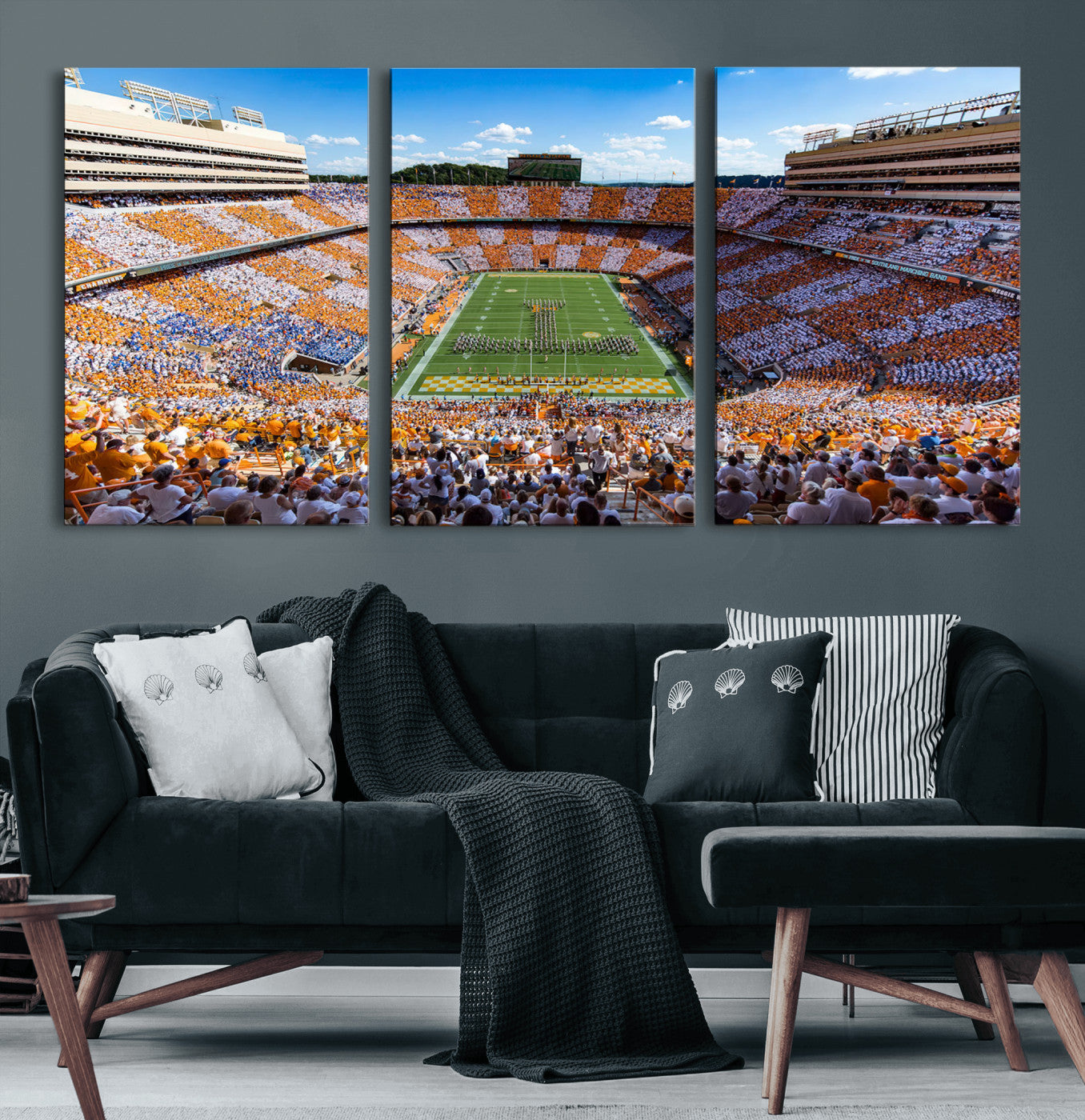 77097951-MGV-CV-36X24 - Tennessee Neyland Stadium Wall Art, Sports Arena Canvas Print, Panoramic Stadium Canvas Artwork for Home, Office
