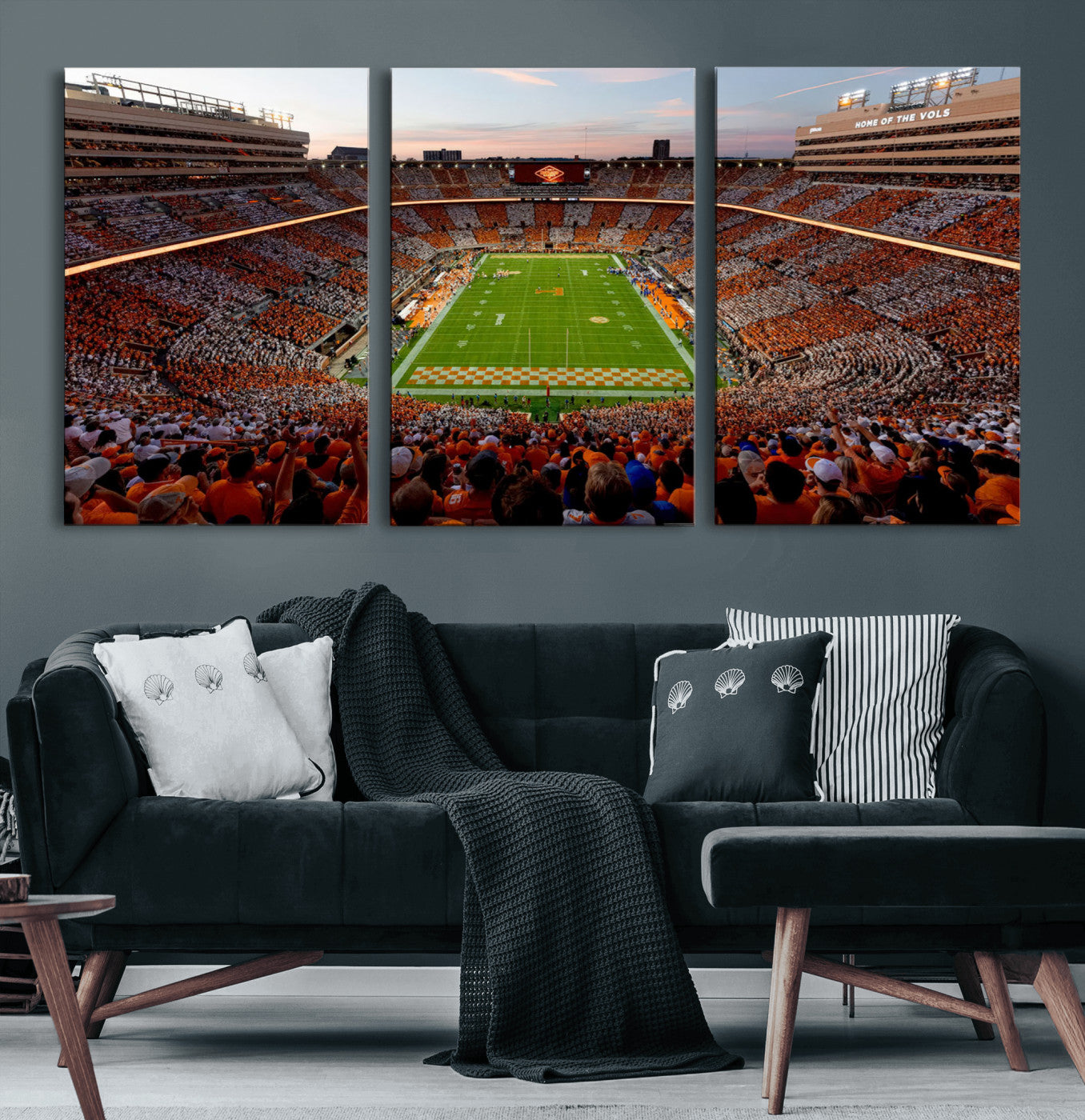 37160229-MGV-CV-48X32-3P-Tennessee Neyland Stadium Wall Art, Sports Arena Canvas Print, Panoramic Stadium Canvas Artwork for Home, Office