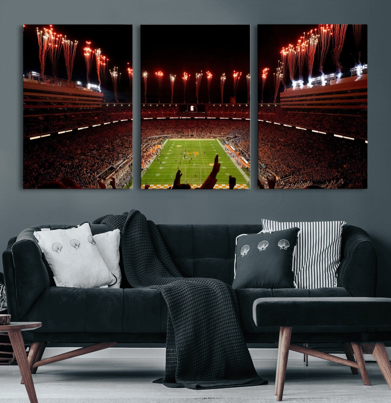 73358115-MGV-CV-60X30-3P - Tennessee Neyland Stadium Wall Art, Sports Arena Canvas Print, Panoramic Stadium Canvas Artwork for Home, Office