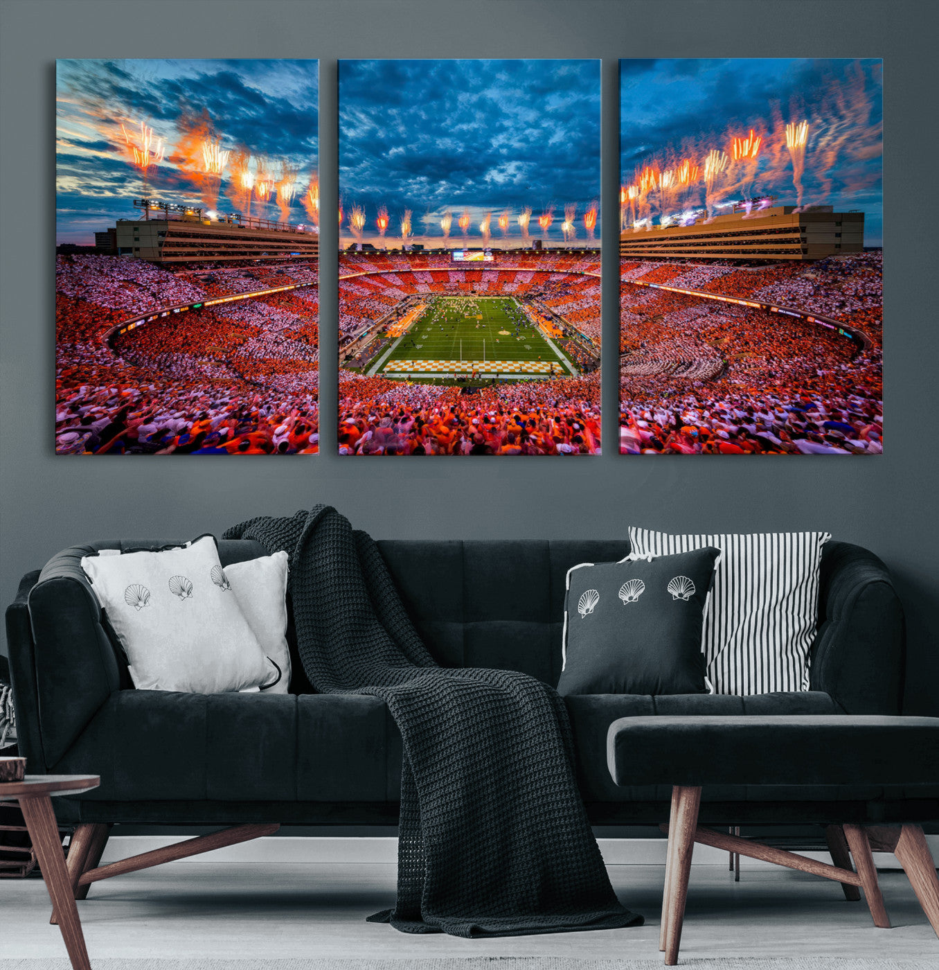 94266219-MGV-CV-60X30-3P-Tennessee Neyland Stadium Wall Art, Sports Arena Canvas Print, Panoramic Stadium Artwork for Home, Office