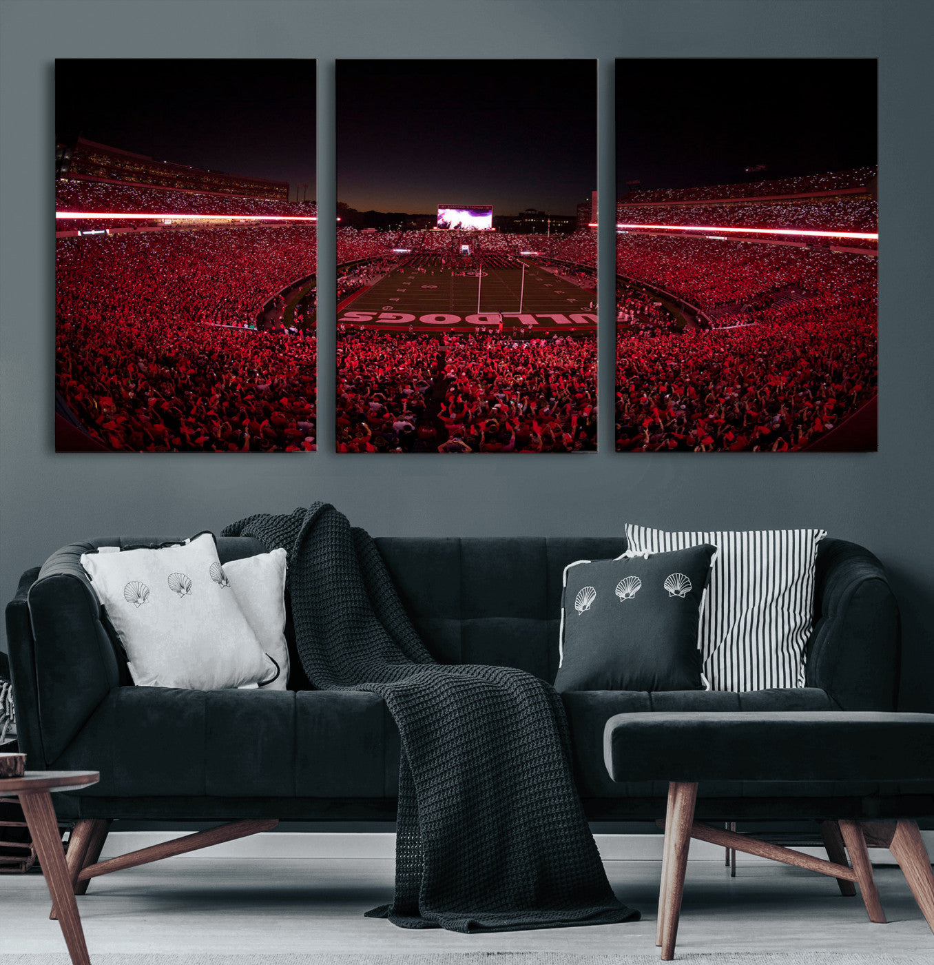38331045-MGV-CV-60X30-3P-Dooley Stadium Wall Art, Sports Arena Canvas Print, Dooley Field Sanford Stadium Artwork for Home, Office