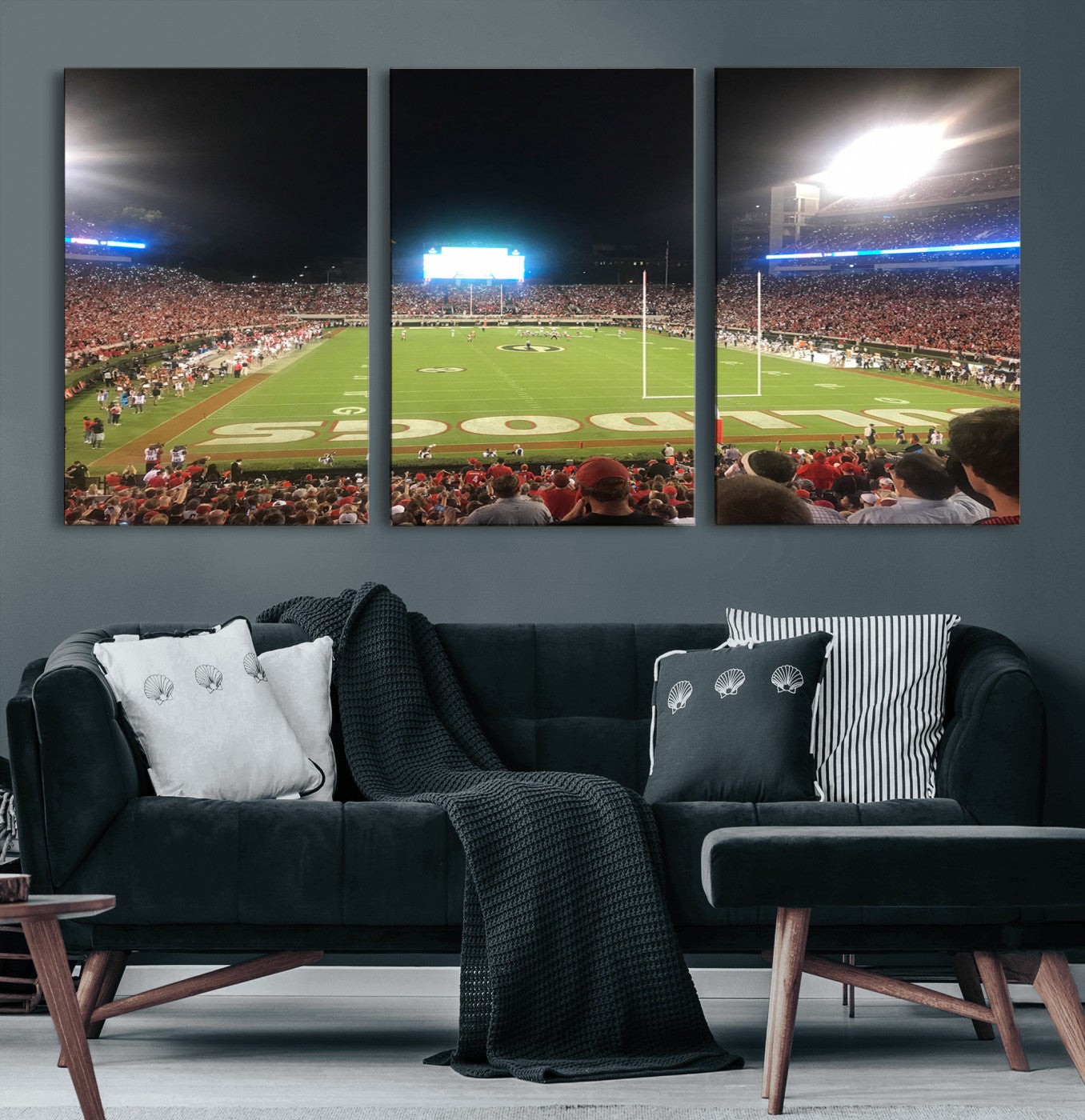 16230786-MGV-CV-60X30-3P - Dooley Stadium Wall Art, Sports Arena Panoramic Canvas Print, Modern Stadium Landscape Artwork for Home, Office