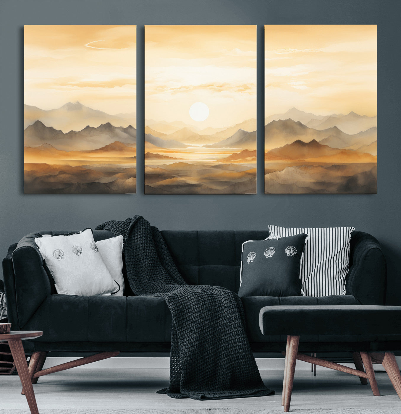 Nihat1-29-MGV-CV-36X24-Sepia Color Abstract Mountain Wall Art Canvas Print