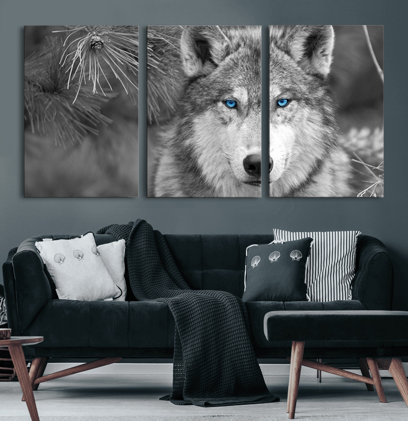 94795-MGV-CV-60X30-3P-Wild Wolf Blue Eye Wall Art Canvas Print