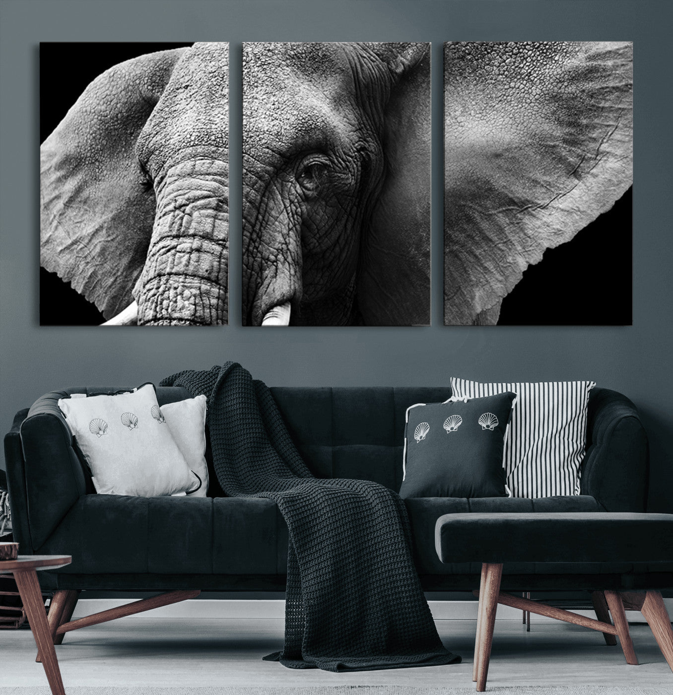 27820-MGV-CV-60X30-3P-Big Elephant Close Up Wall Art Canvas Print