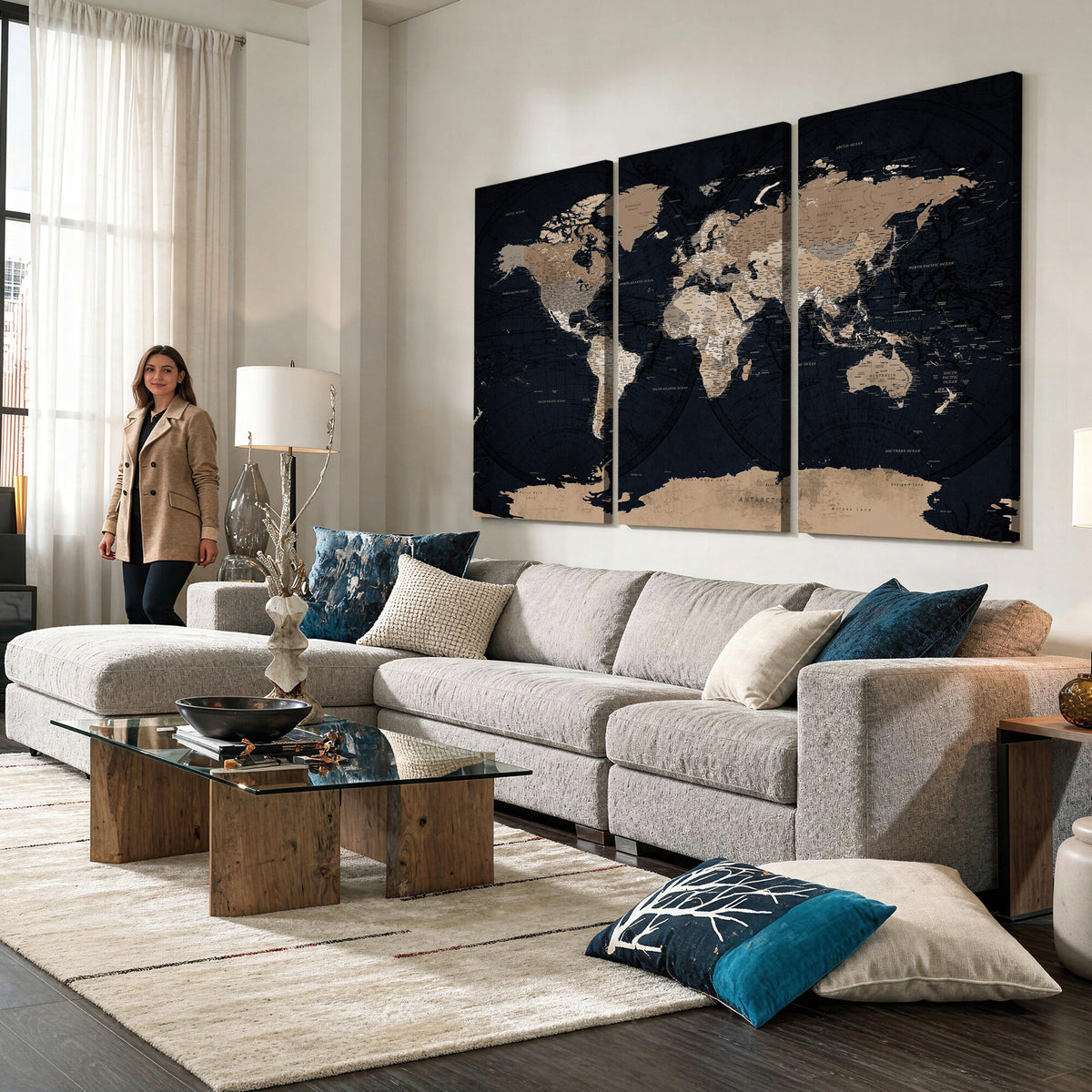 25812727-MGV-CV-36X24 - Grunge Wall Art World Map Canvas Print