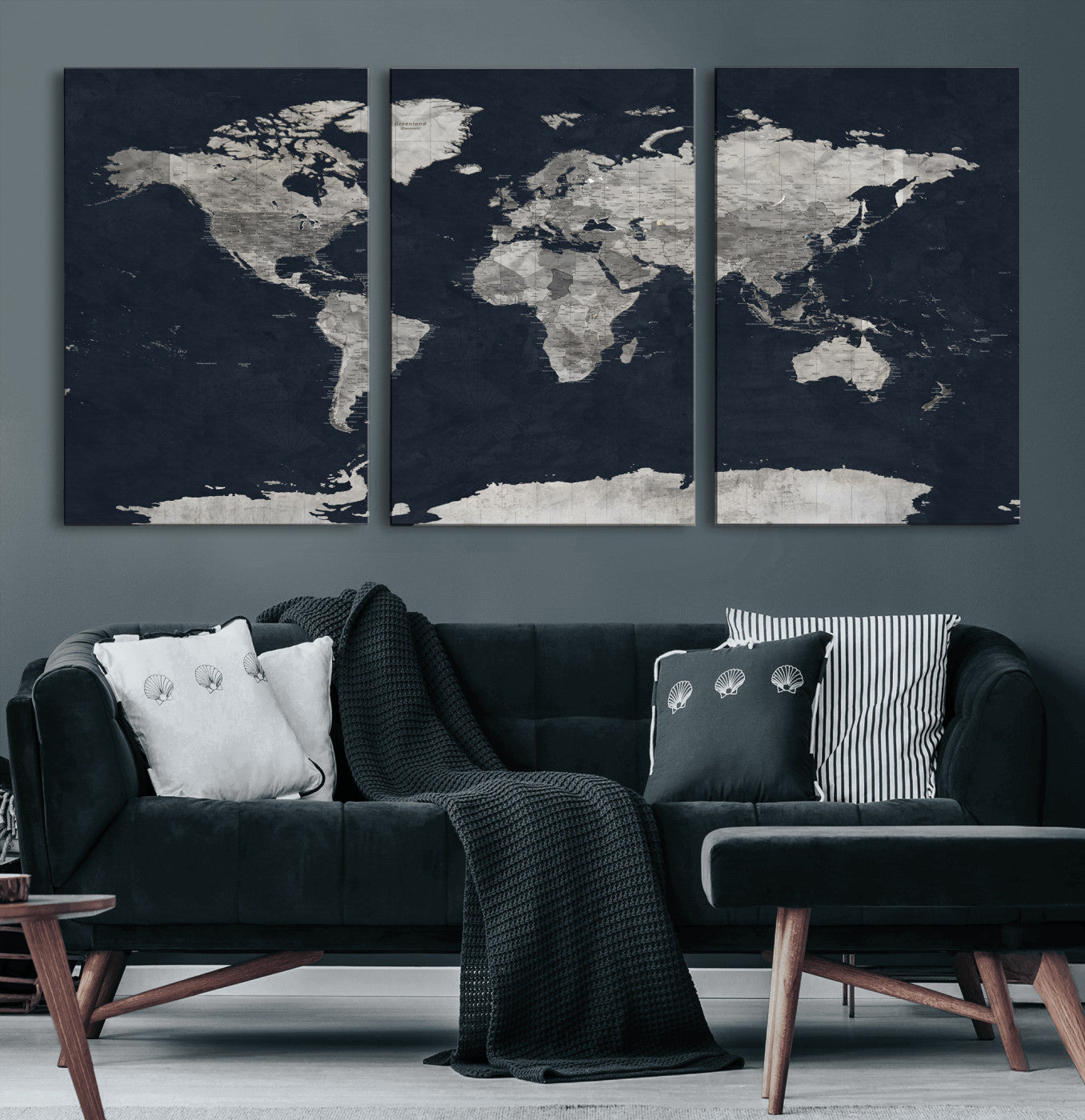53886659-MGV-CV-36X24 - World Map Wall Art Canvas Print, Modern Decorative Framed Map Artwork Prints for Living Room, Office, Bedroom Wall Decor