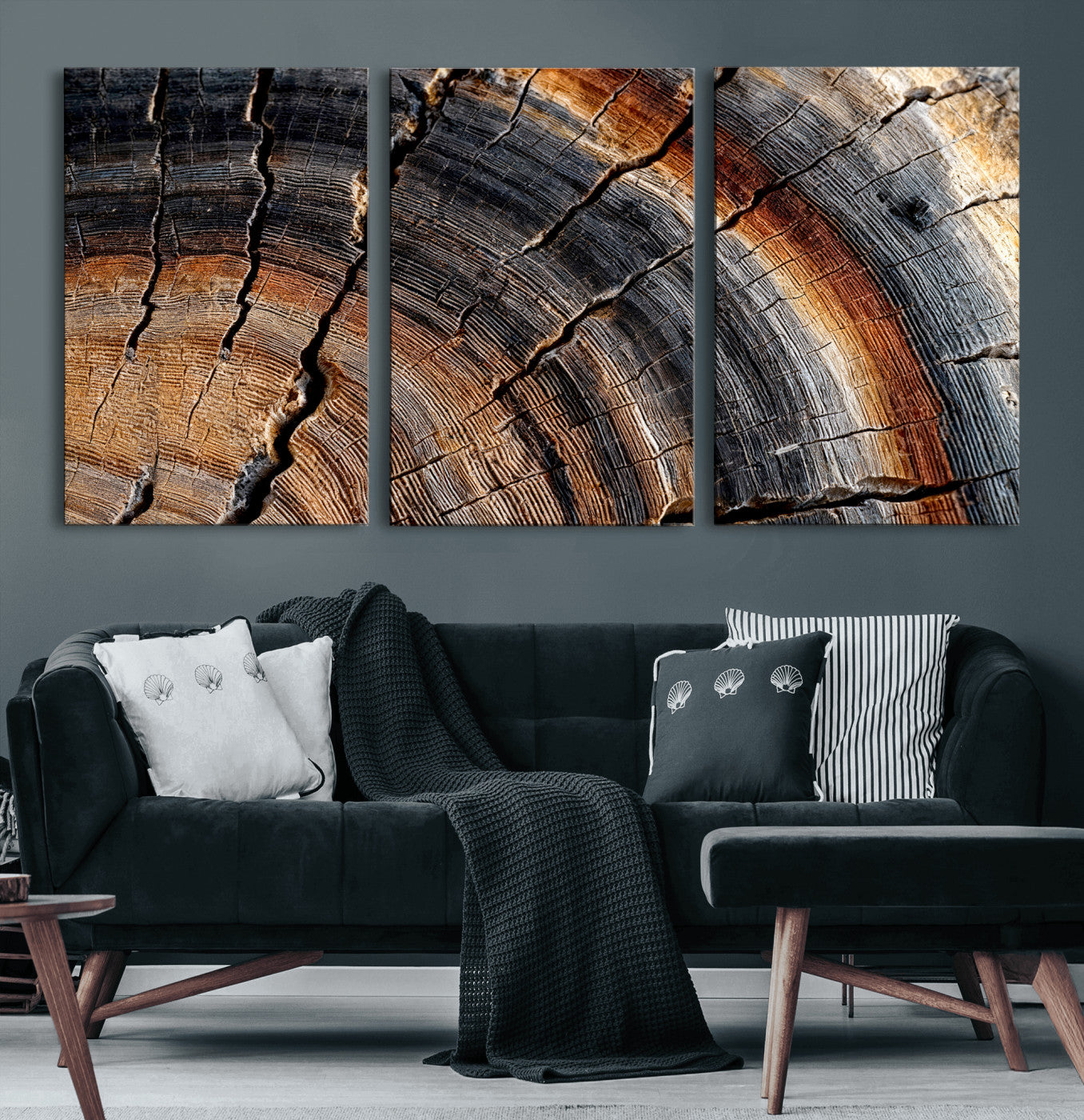 92693966E-MGV-CV-36X24 - Framed Large Abstract Wood Grain Canvas Print, Tree Ring Pattern Wall Art, Framed Canvas Ready to Hang