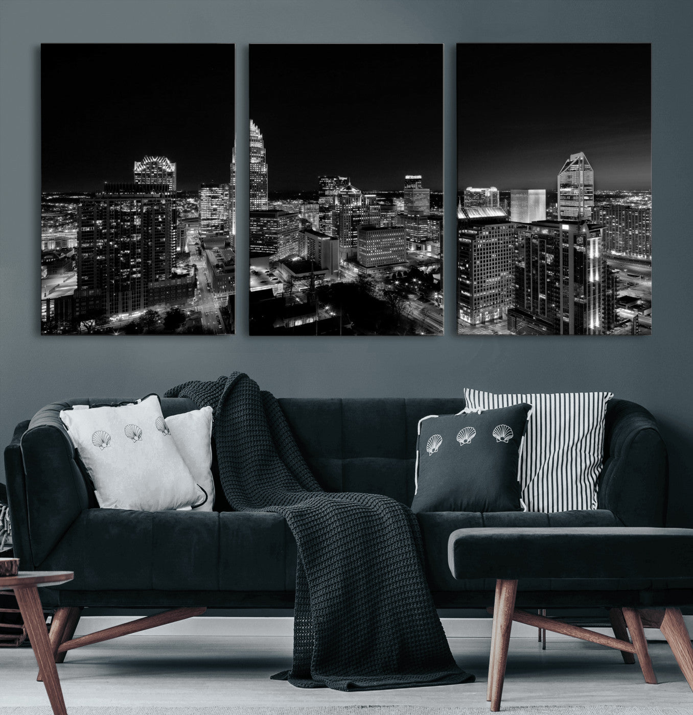 68329345-MGV-CV-36X24 - Atlanta Skyline Wall Art Canvas Print, Atlanta Downtown Night Cityscape Print for Modern Urban Wall Decor