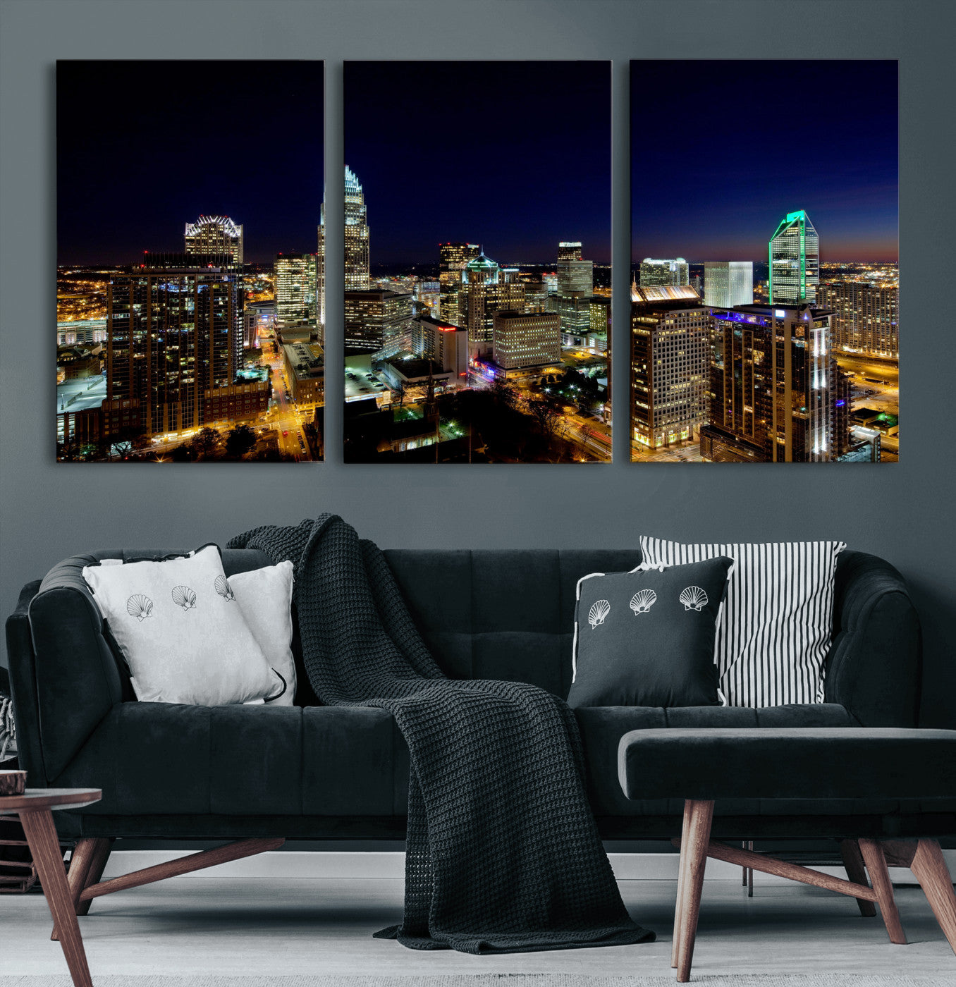 47163738-MGV-CV-36X24 - Atlanta Skyline Wall Art Canvas Print, Atlanta Downtown Night Cityscape Print for Modern Urban Wall Decor