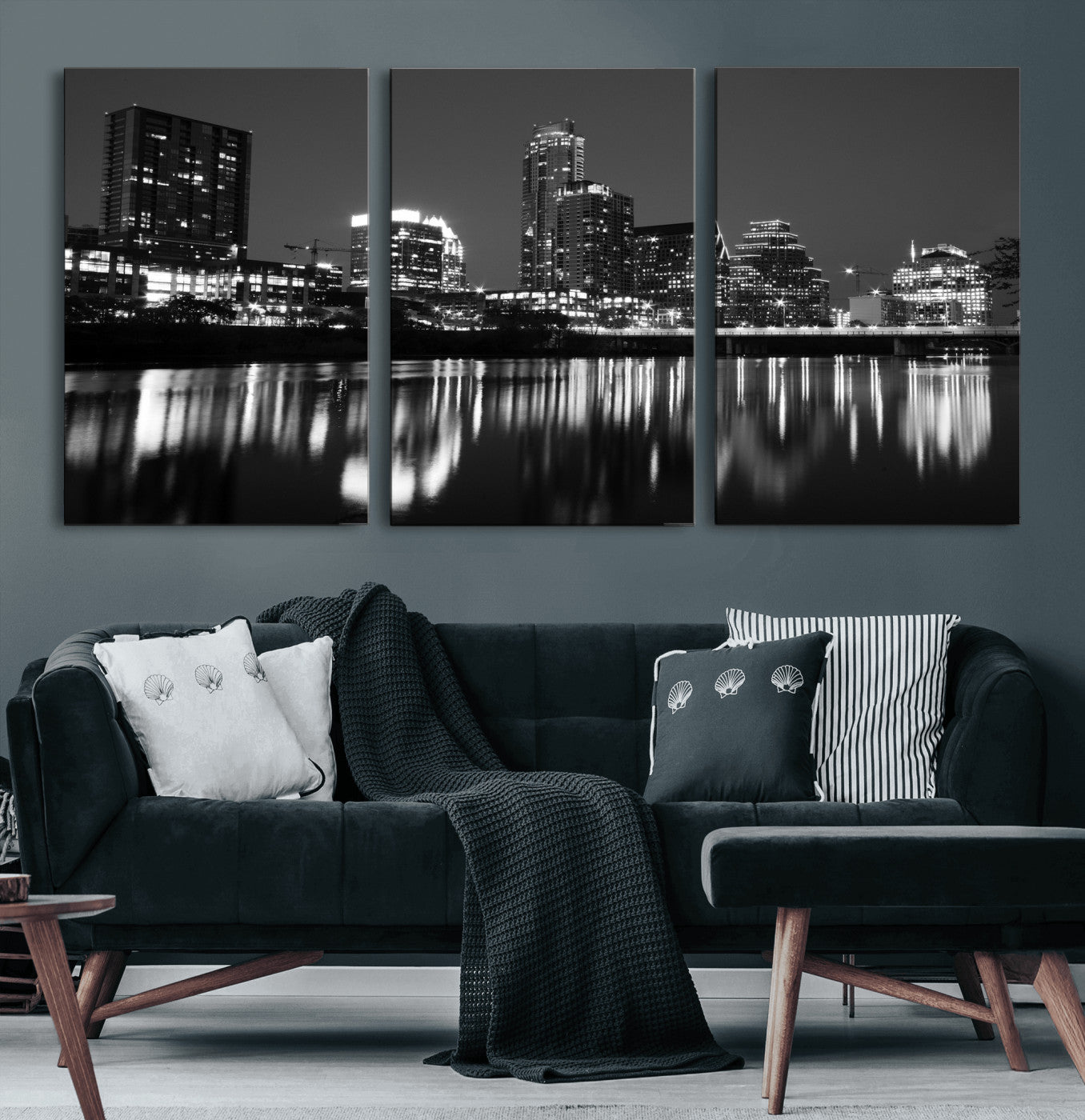 38129554-MGV-CV-36X24 - Austin Skyline Wall Art Canvas Print, Austin Downtown Night Cityscape Print for Modern Urban Wall Decor