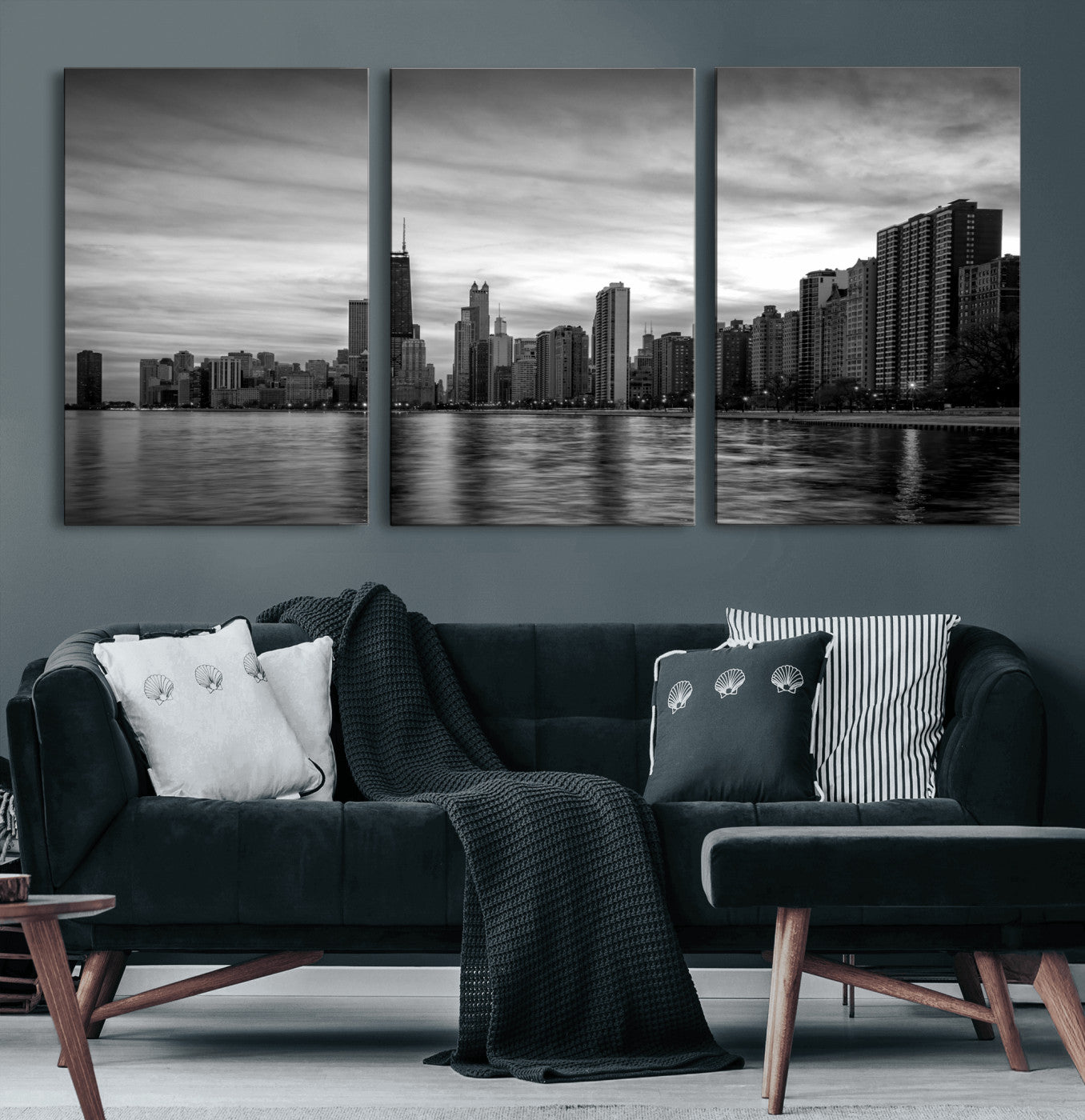 74552581-MGV-CV-36X24 - Chicago Wall Art Canvas Print, Chicago City Downtown Night Cityscape Print for Modern Urban Wall Decor
