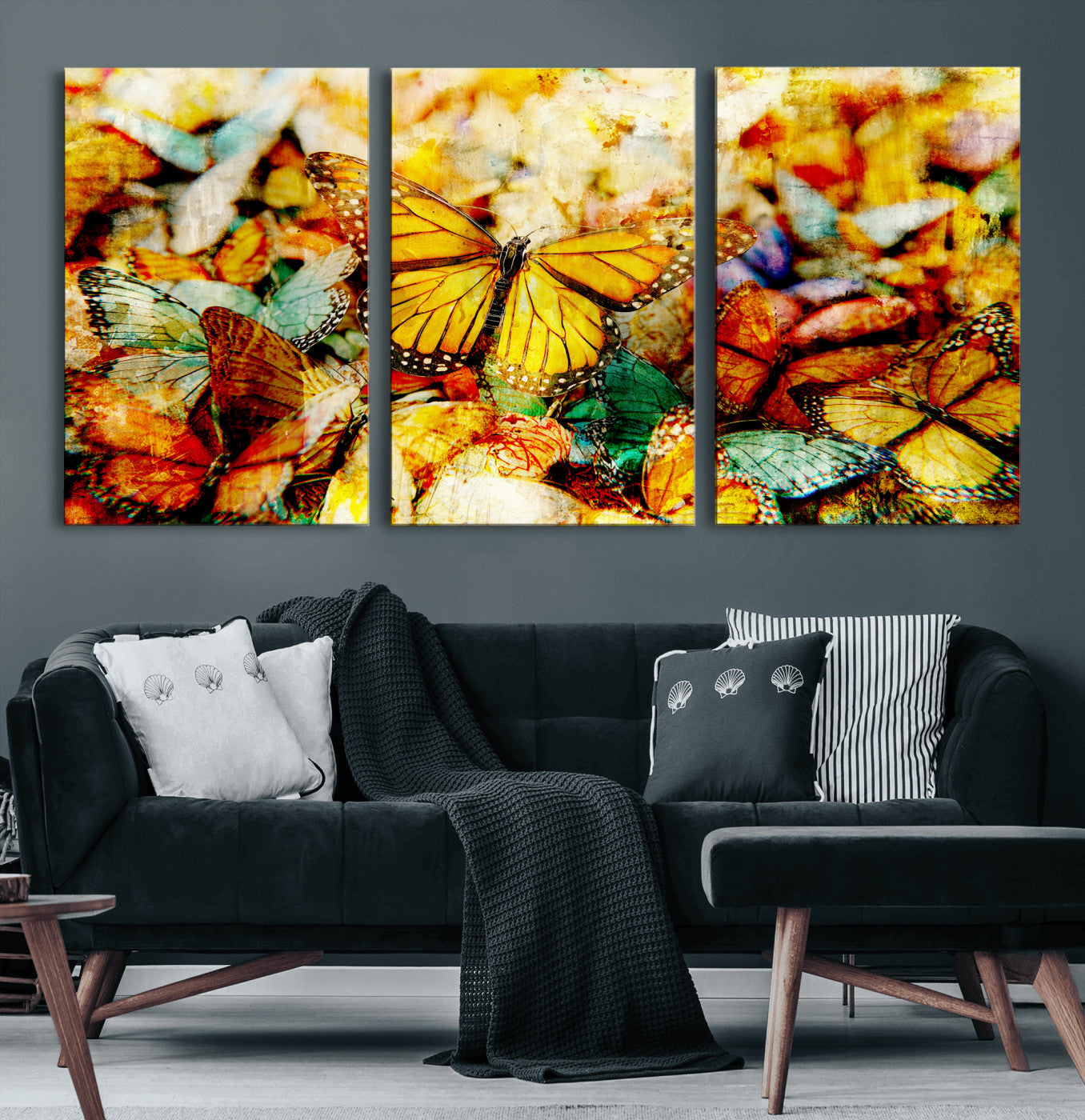 52514054-MGV-CV-36X24 - Butterfly Wall Art Canvas Print – Colorful Abstract Nature Artwork Print for Living Room, Bedroom, and Office Decor