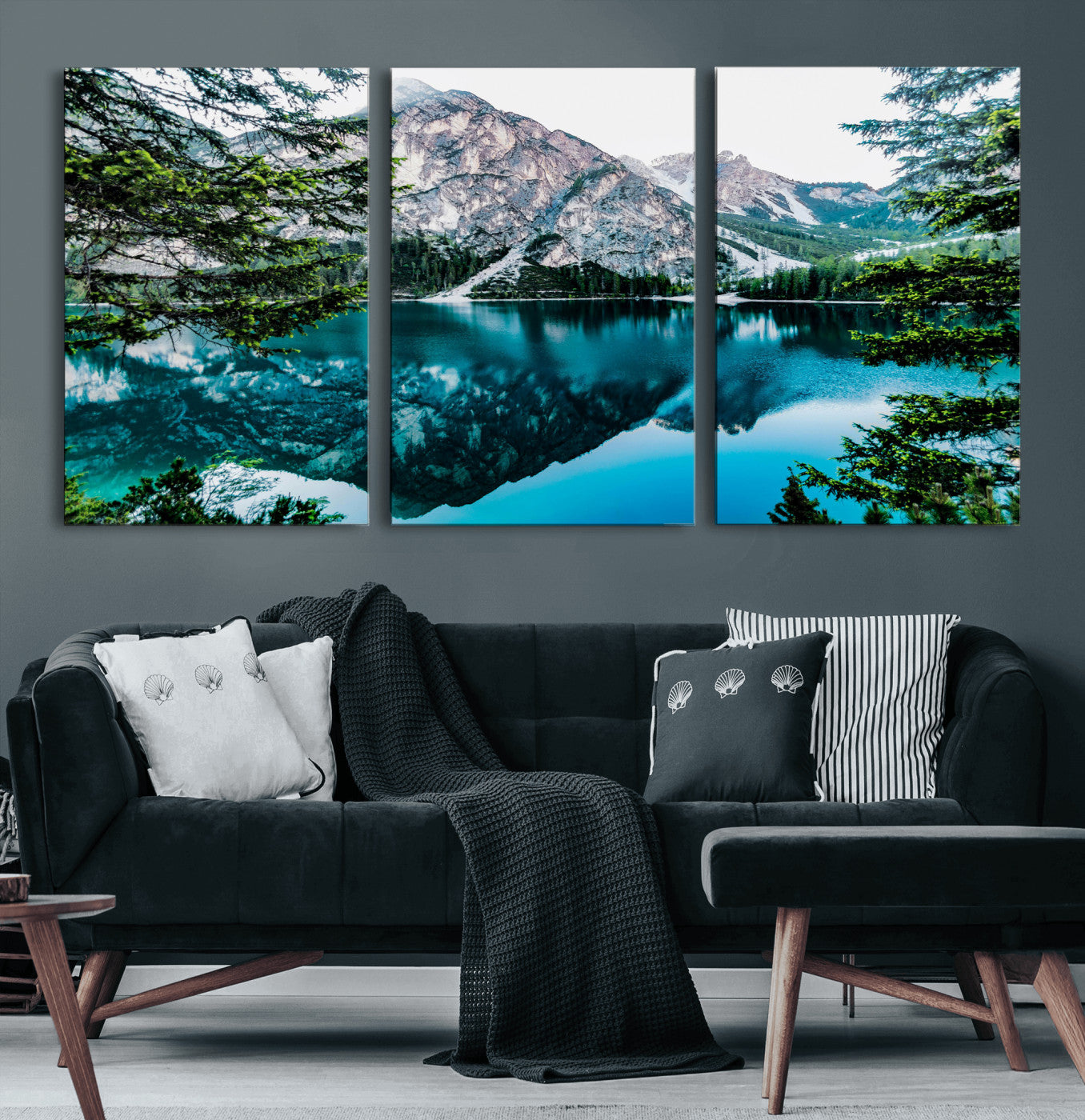 61202865-MGV-CV-36X24 - Alpine Mountain Lake Wall Art Canvas Print – Turquoise Reflection Landscape Photography Artwork Print for Living Room, Cabin, and Nature Home Decor
