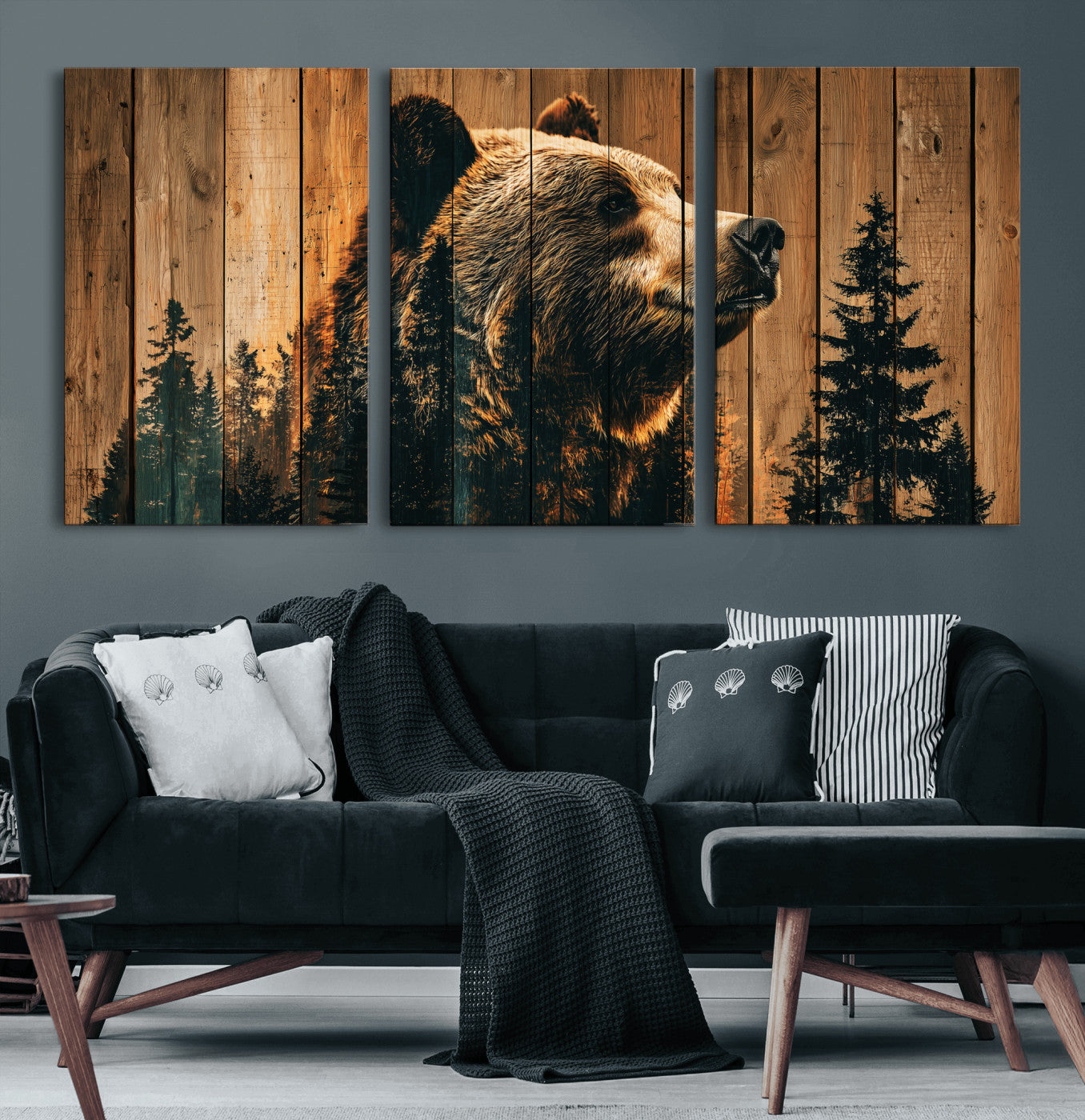 31552198-MGV-CV-36X24 - Rustic Bear Wall Art Canvas Print – Woodland Wildlife Artwork Print for Cabin, Lodge, and Farmhouse Home Decor