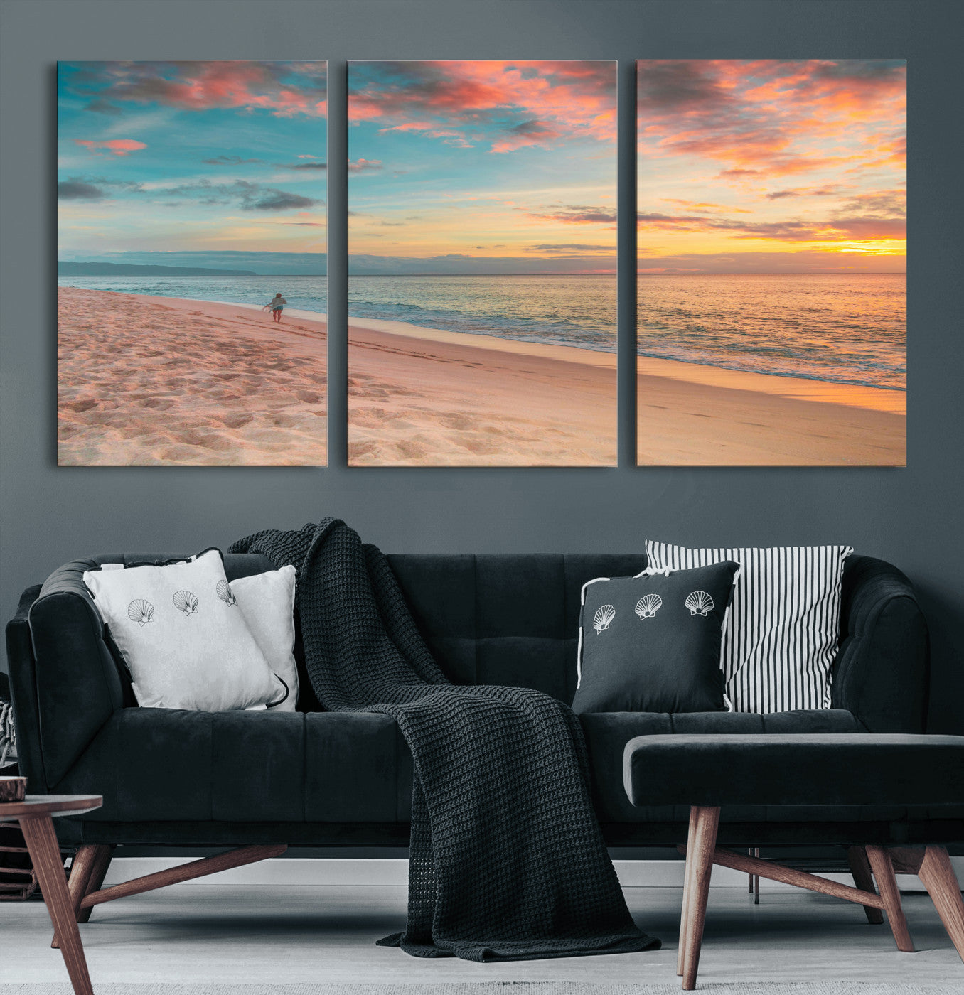 24511398-MGV-CV-36X24 - Beach Walk Wall Art Canvas Print – Soft Coastal Photography Artwork Print for Bedroom, Living Room, and Serene Home Decor