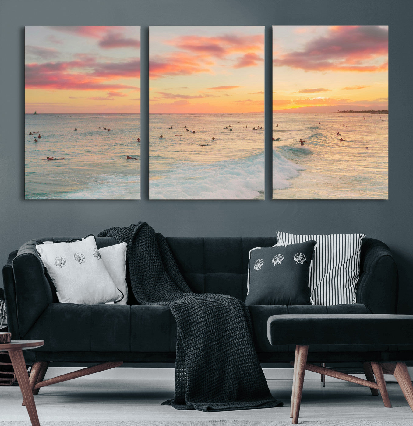 15069854-MGV-CV-36X24 - Sunset Beach Wall Art Canvas Print – Soft Coastal Photography Artwork Print for Bedroom, Living Room, and Serene Home Decor