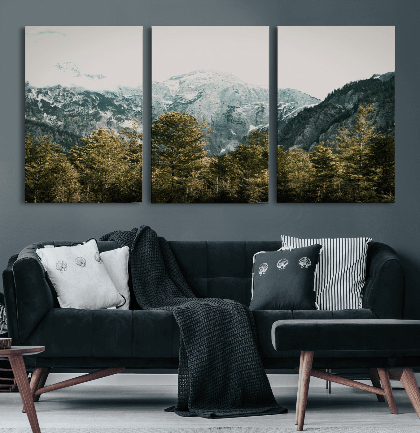 48479662-MGV-CV-36X24 - Mountain Forest Wall Art Canvas Print, Alpine Landscape Nature Photography, Moody Wilderness Wall Decor