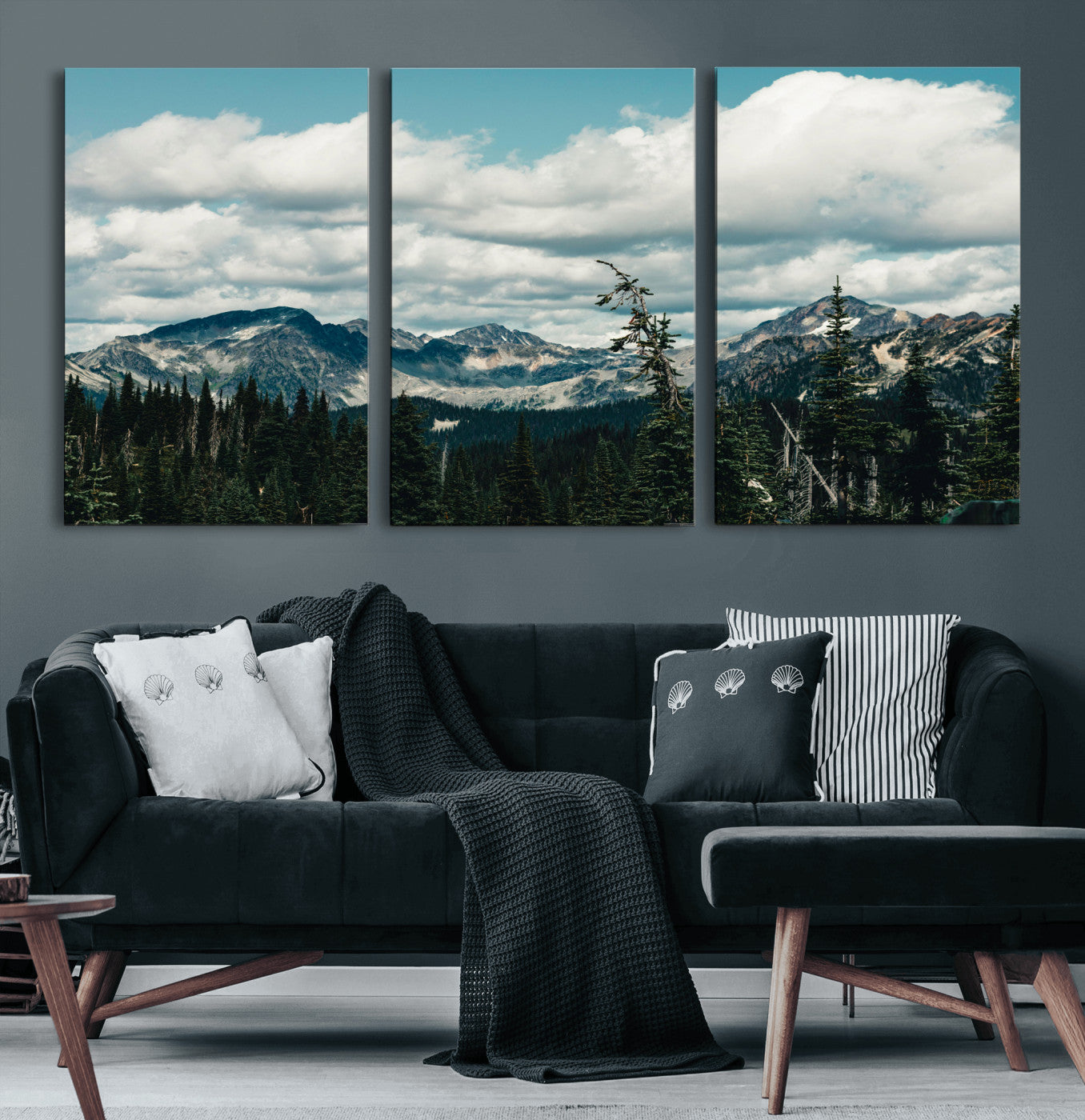 30416773-MGV-CV-36X24 - Mountain Forest Wall Art Canvas Print, Alpine Pine Tree Landscape Photography, Scenic Wilderness Mountain View, Nature Wall Decor