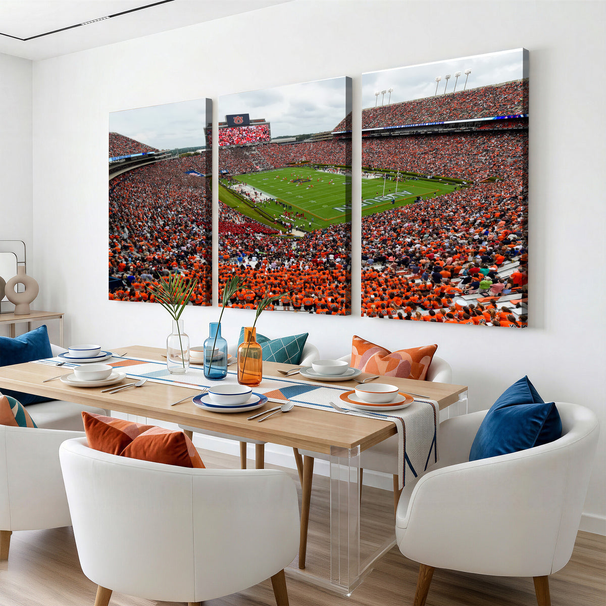 82562490-MGV-CV-36X24 - Auburn Stadium Sunset Wall Art Canvas Print, Jordan Hare Stadium Game Day Crowd, Auburn Tigers Football Artwork