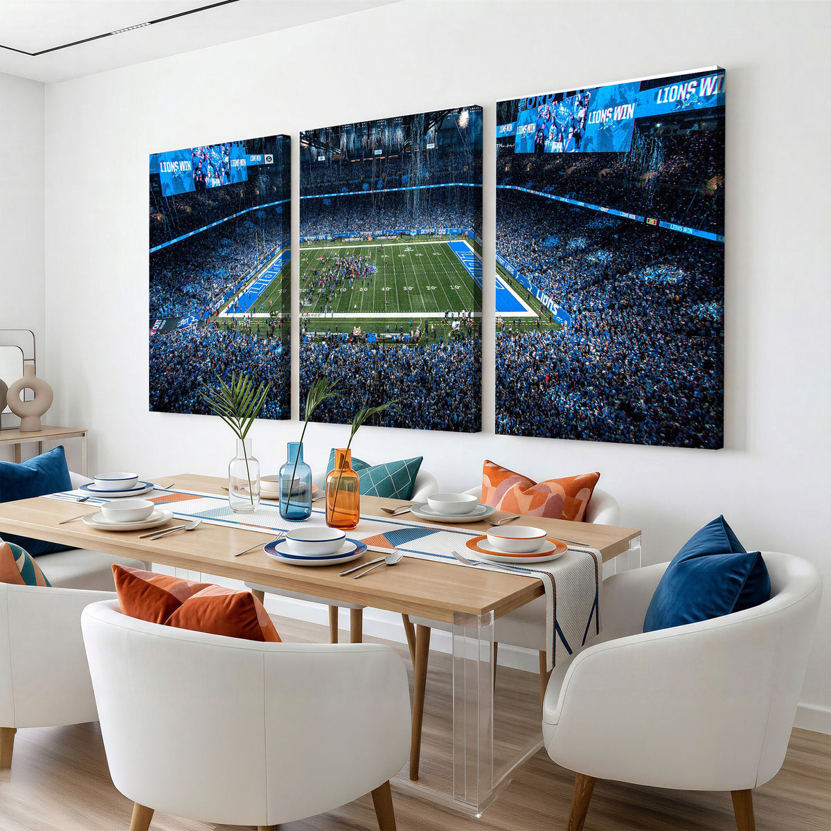80882005-MGV-CV-36X24 - Detroit Lions Stadium Wall Art Canvas Print, Football Field Panorama