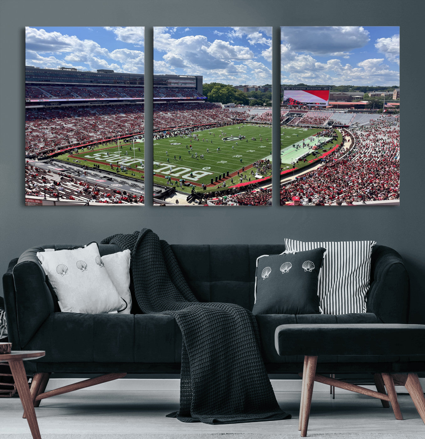 10665453-MGV-CV-36X24 - Georgia Bulldogs Stadium Wall Art Canvas Print, Sanford Stadium Football Field Panorama, College Football Game Day Wall Decor