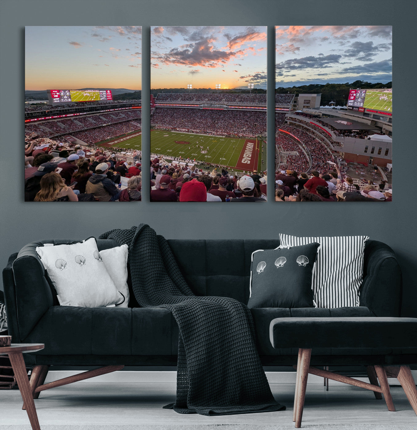 71837429-MGV-CV-36X24 - Donald W. Reynolds Razorback Stadium Wall Art Canvas Print – Arkansas Razorbacks Football Artwork for Home, Office, and Sports Room Decor