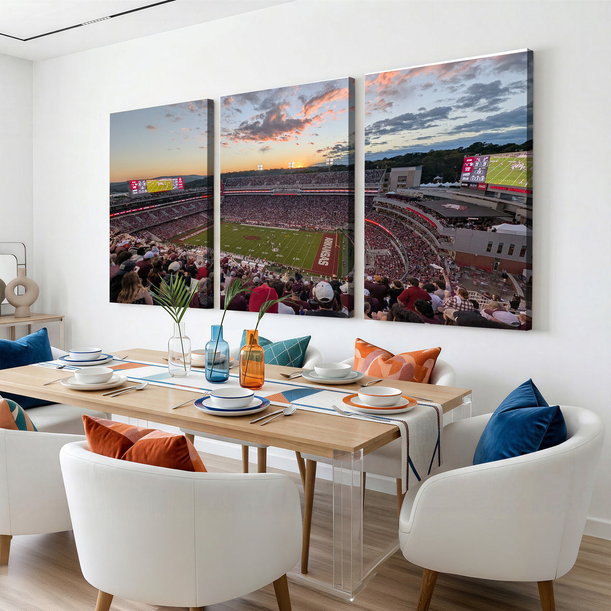 71837429-MGV-CV-36X24 - Donald W. Reynolds Razorback Stadium Wall Art Canvas Print – Arkansas Razorbacks Football Artwork for Home, Office, and Sports Room Decor